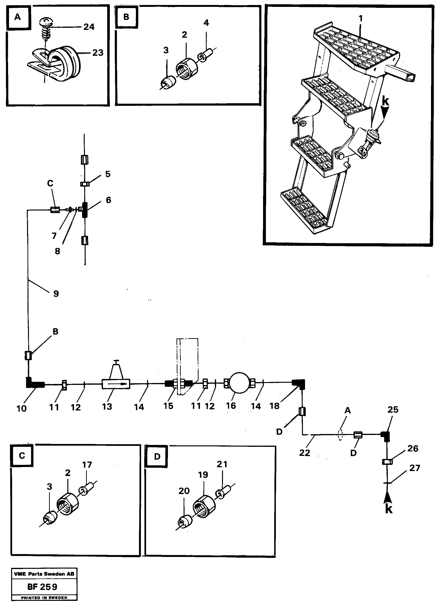 Схема запчастей Volvo A25B A25B - 65460 Pneumatic system Running board 