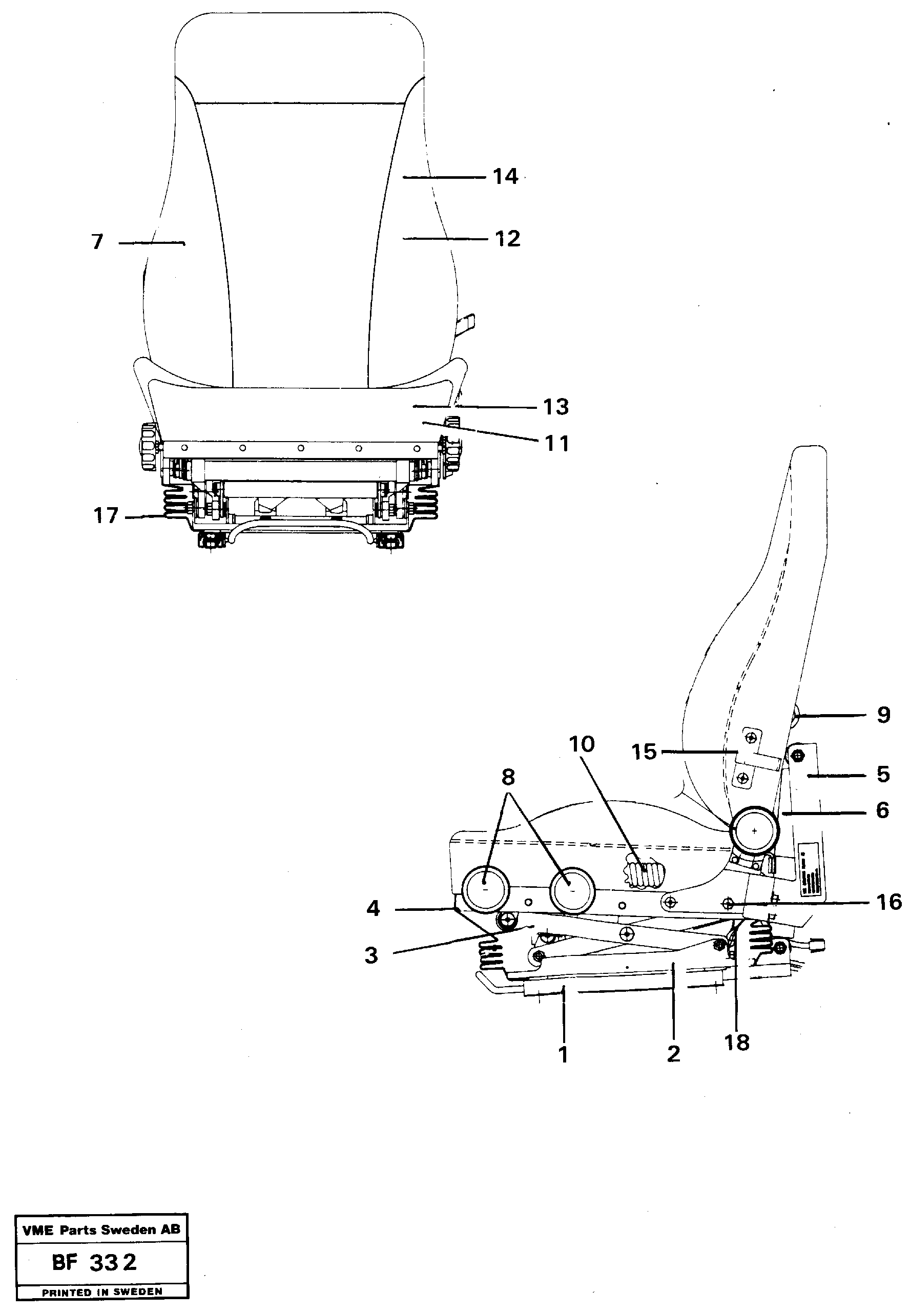 Схема запчастей Volvo A25B A25B - 38288 Operators seat 