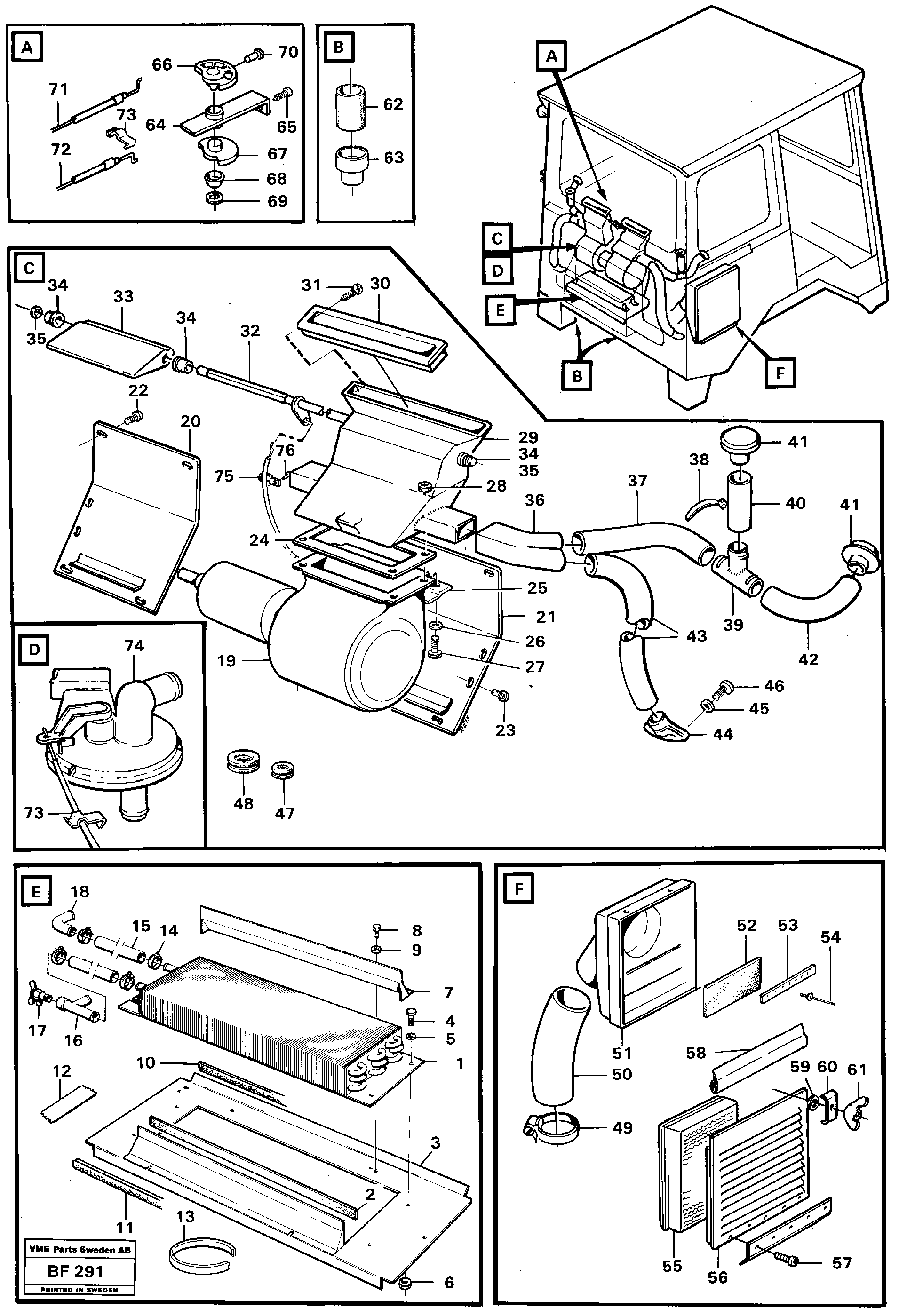 Схема запчастей Volvo A25B A25B - 89053 Cab ventilation 