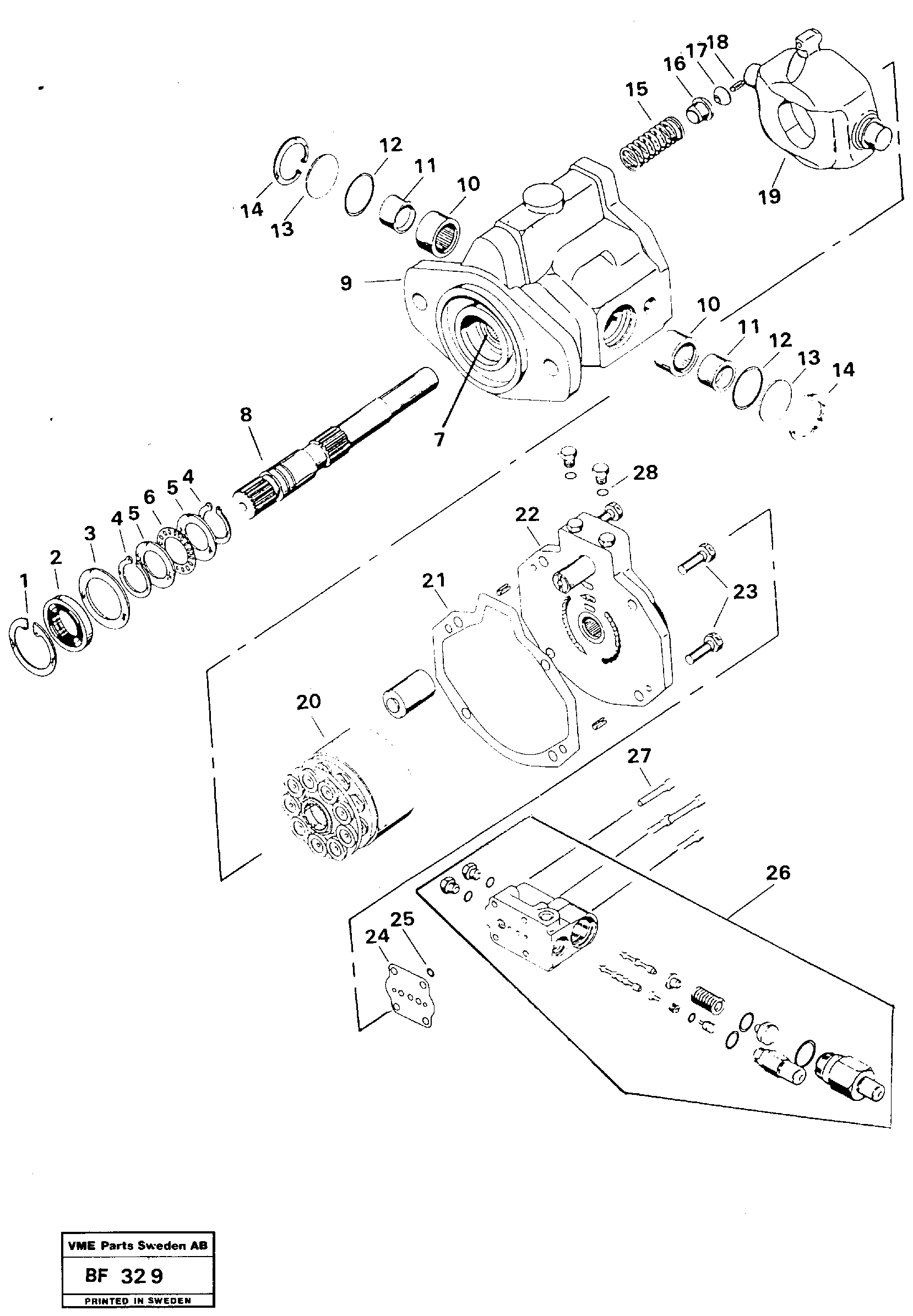 Схема запчастей Volvo A25B A25B - 10884 Piston pump 