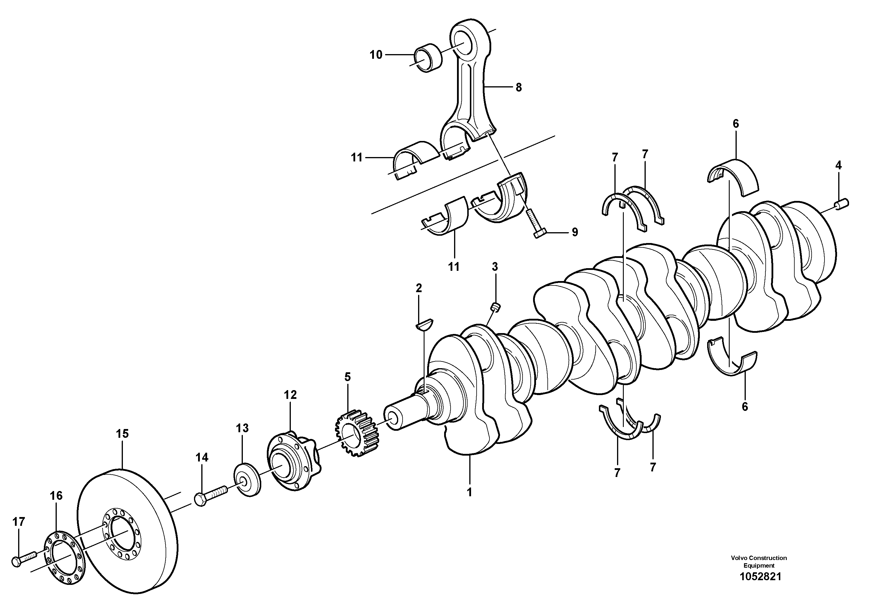 Схема запчастей Volvo A35D - 64489 Crankshaft and related parts 