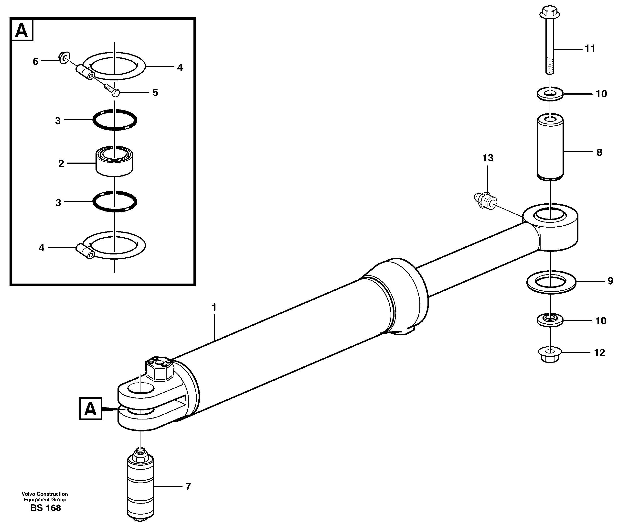 Схема запчастей Volvo A35D - 37586 Hydraulic cylinder with fitting parts 