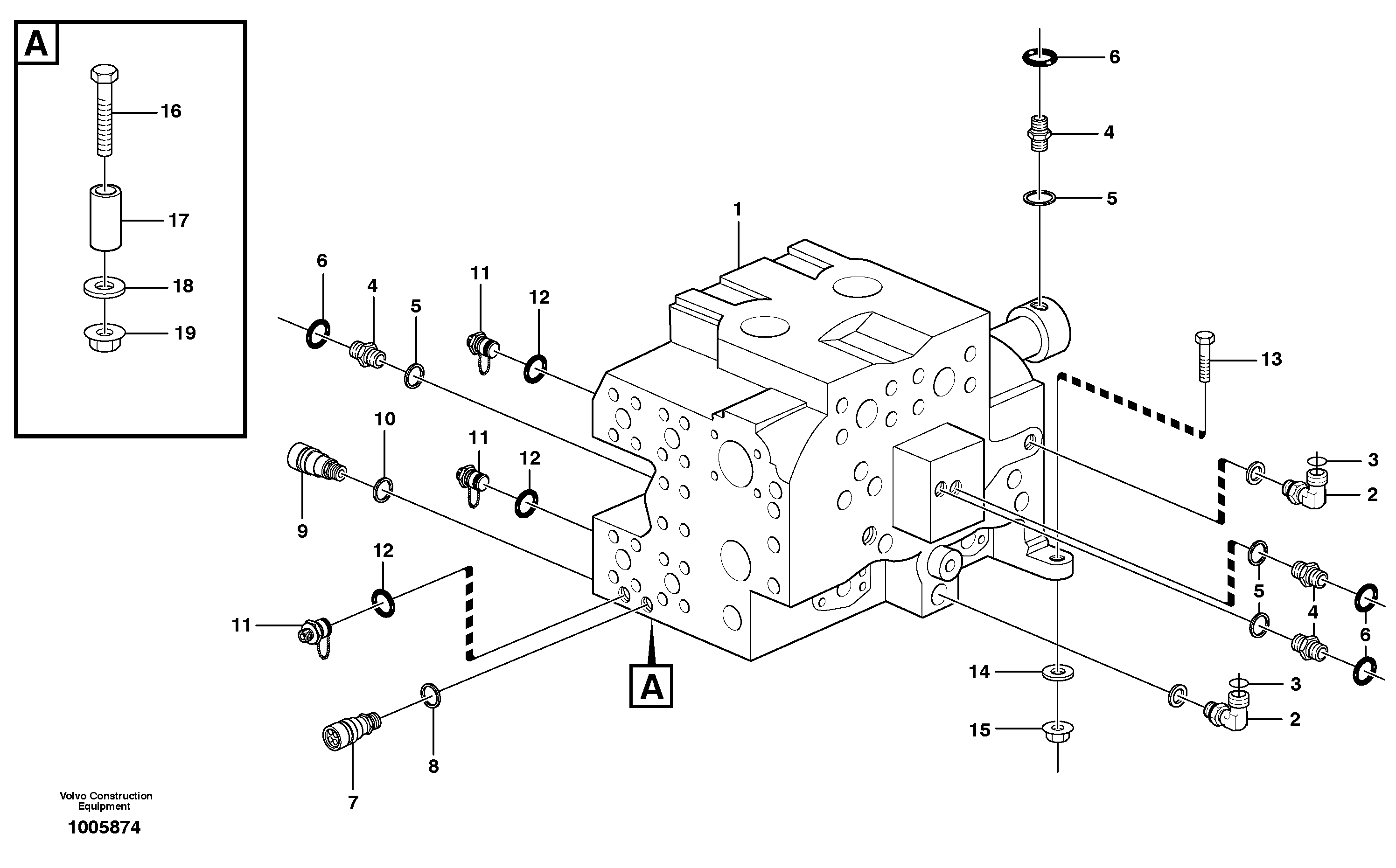 Схема запчастей Volvo A35D - 78240 Control valve with fitting parts 