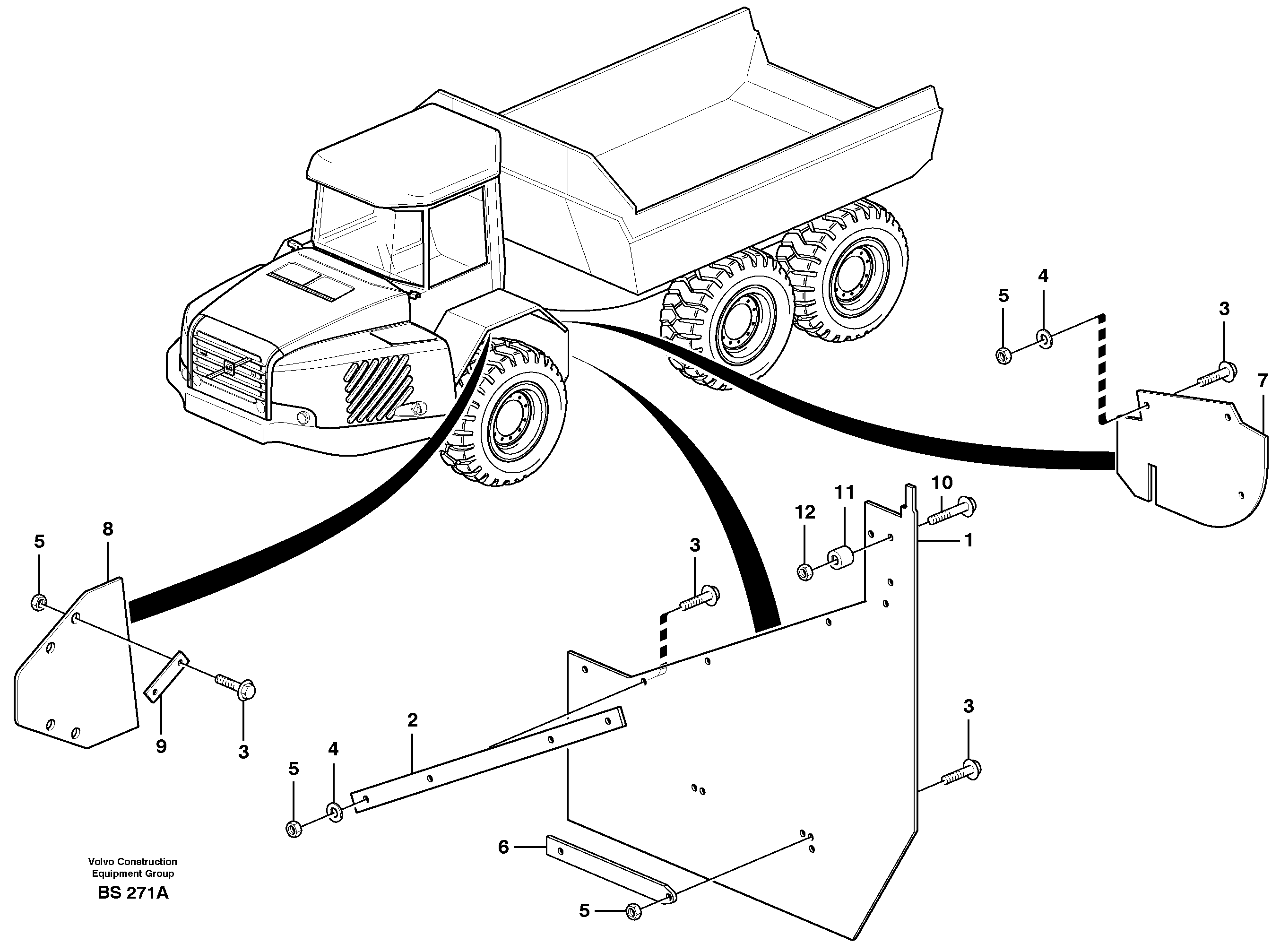 Схема запчастей Volvo A35D - 15022 Mudflap, motor unit 