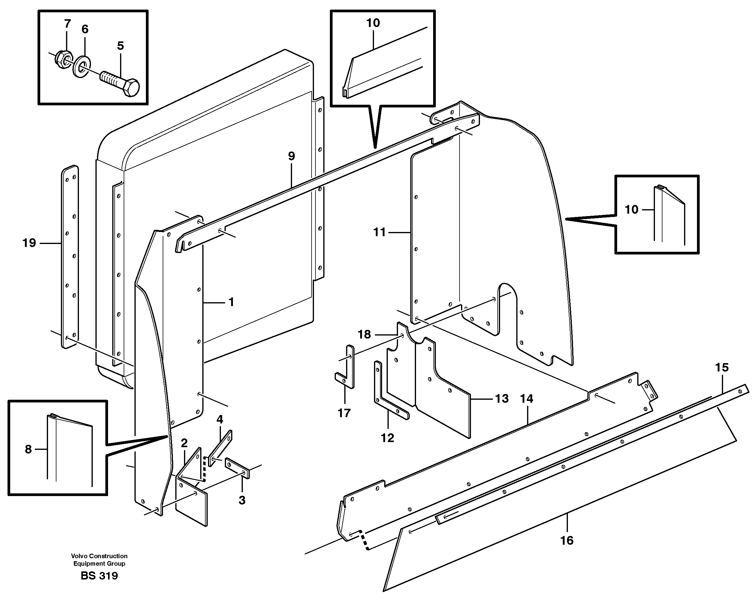 Схема запчастей Volvo A35D - 64724 Fan shroud, Intercooler 