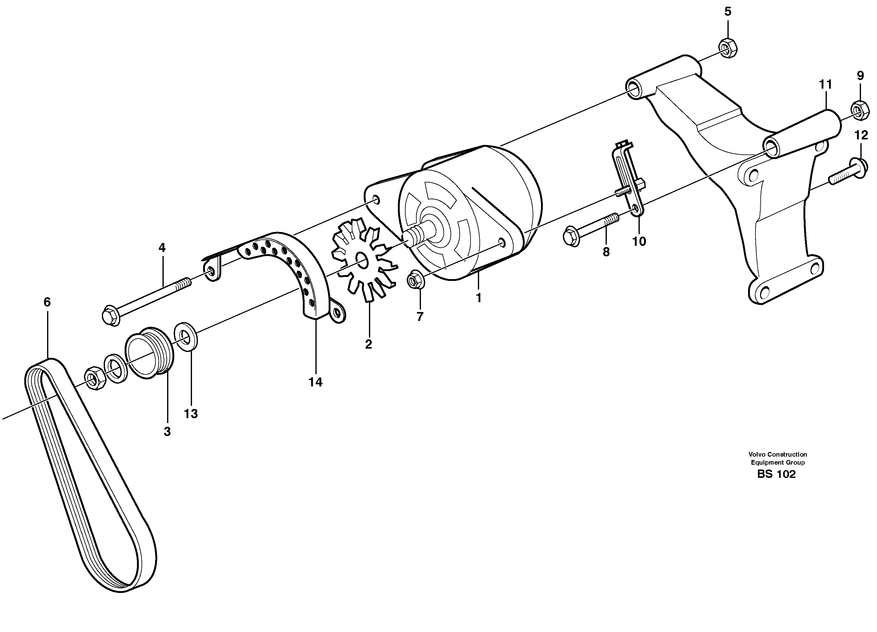 Схема запчастей Volvo A35D - 18824 Alternator with assembling details 