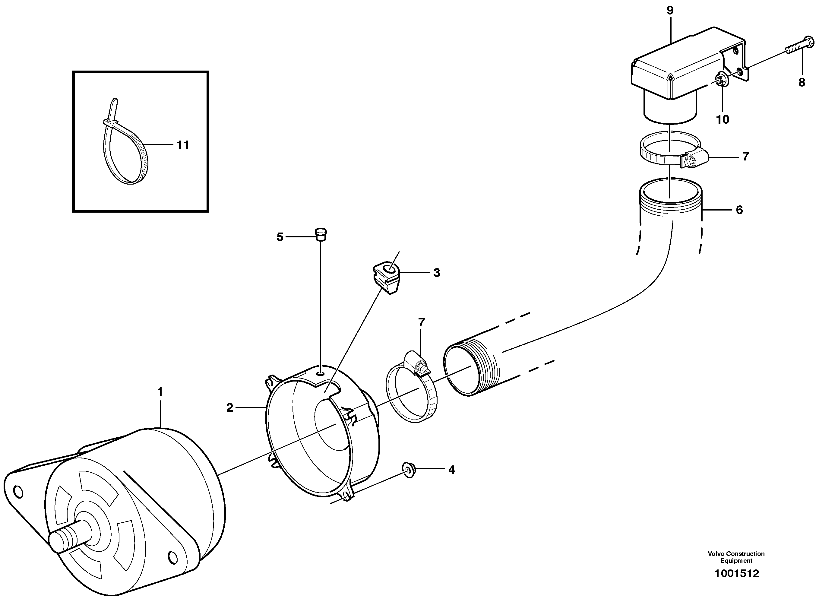 Схема запчастей Volvo A35D - 76223 Alternator with assembling details 