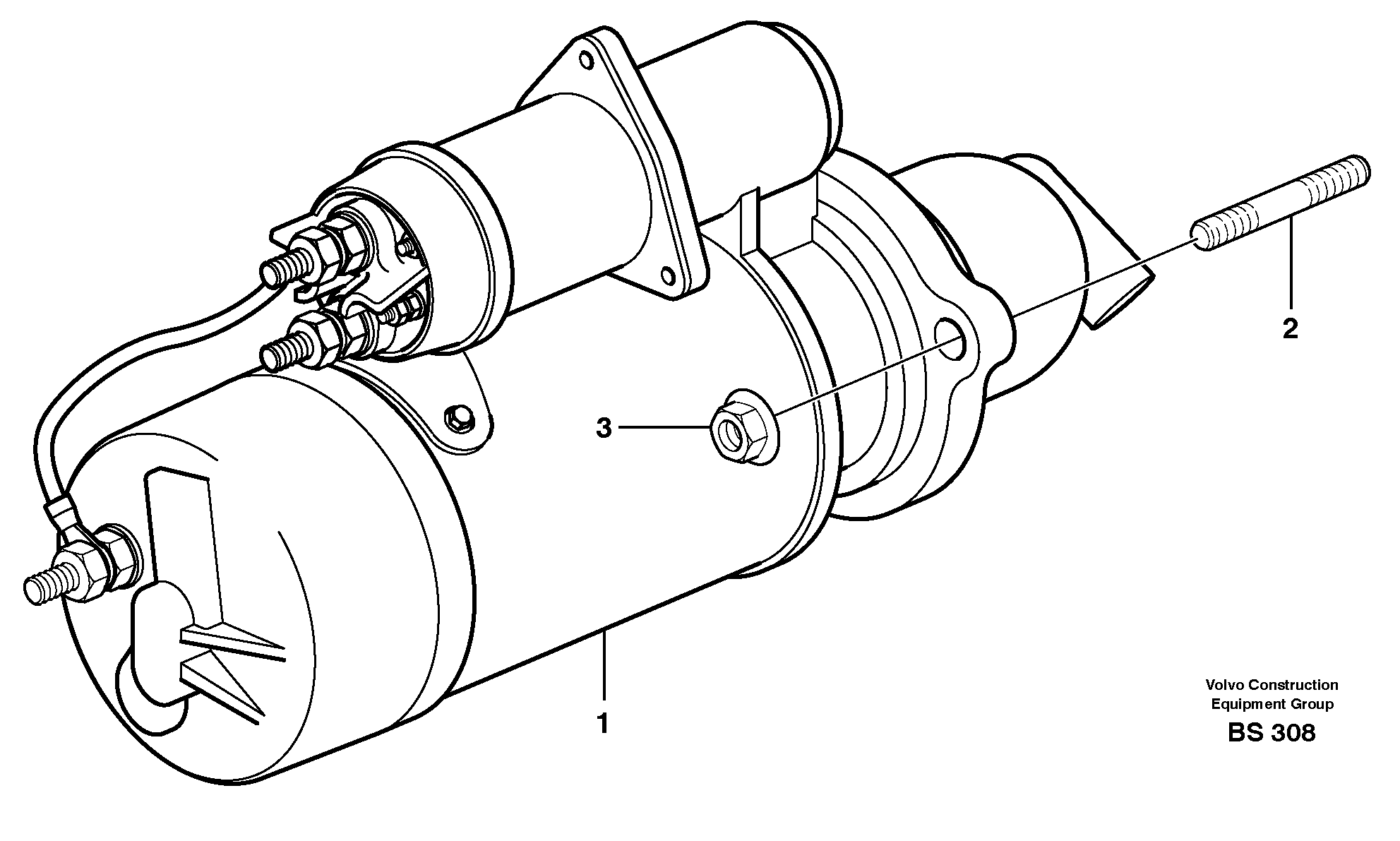 Схема запчастей Volvo A35D - 16043 Starter motor with assembling details 