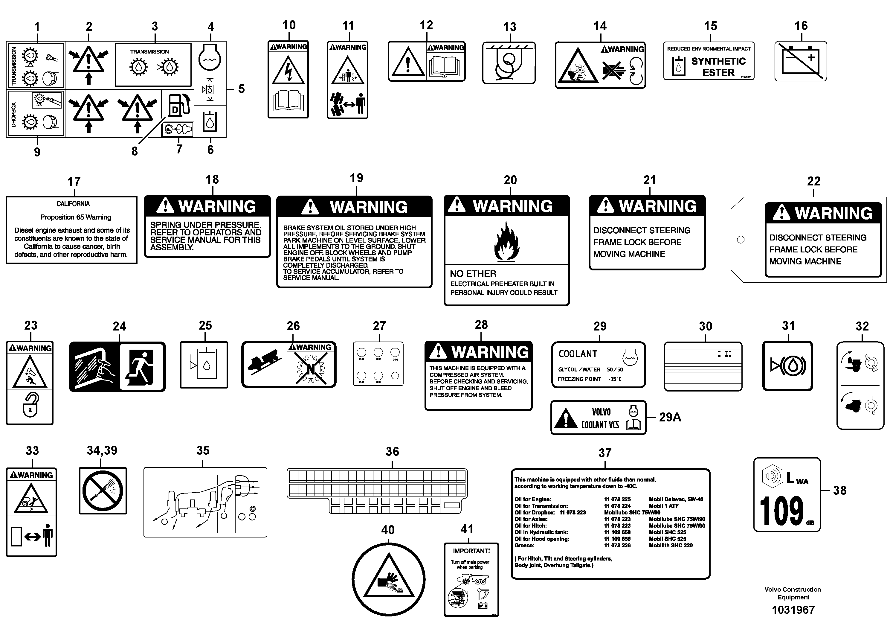 Схема запчастей Volvo A35D - 54278 Illustrations of sign plates and decals 