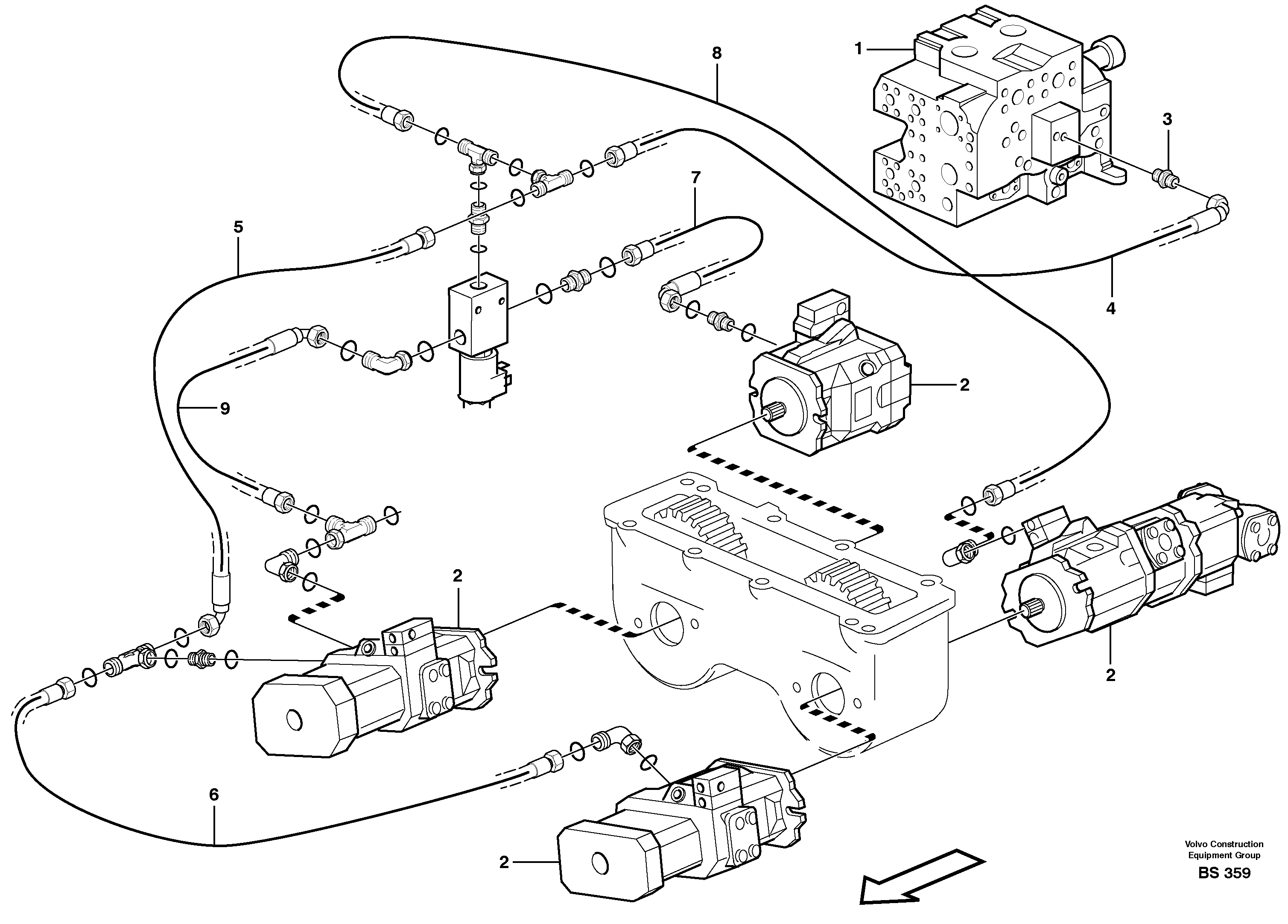 Схема запчастей Volvo A35D - 20947 Hydraulic system, motor unit 