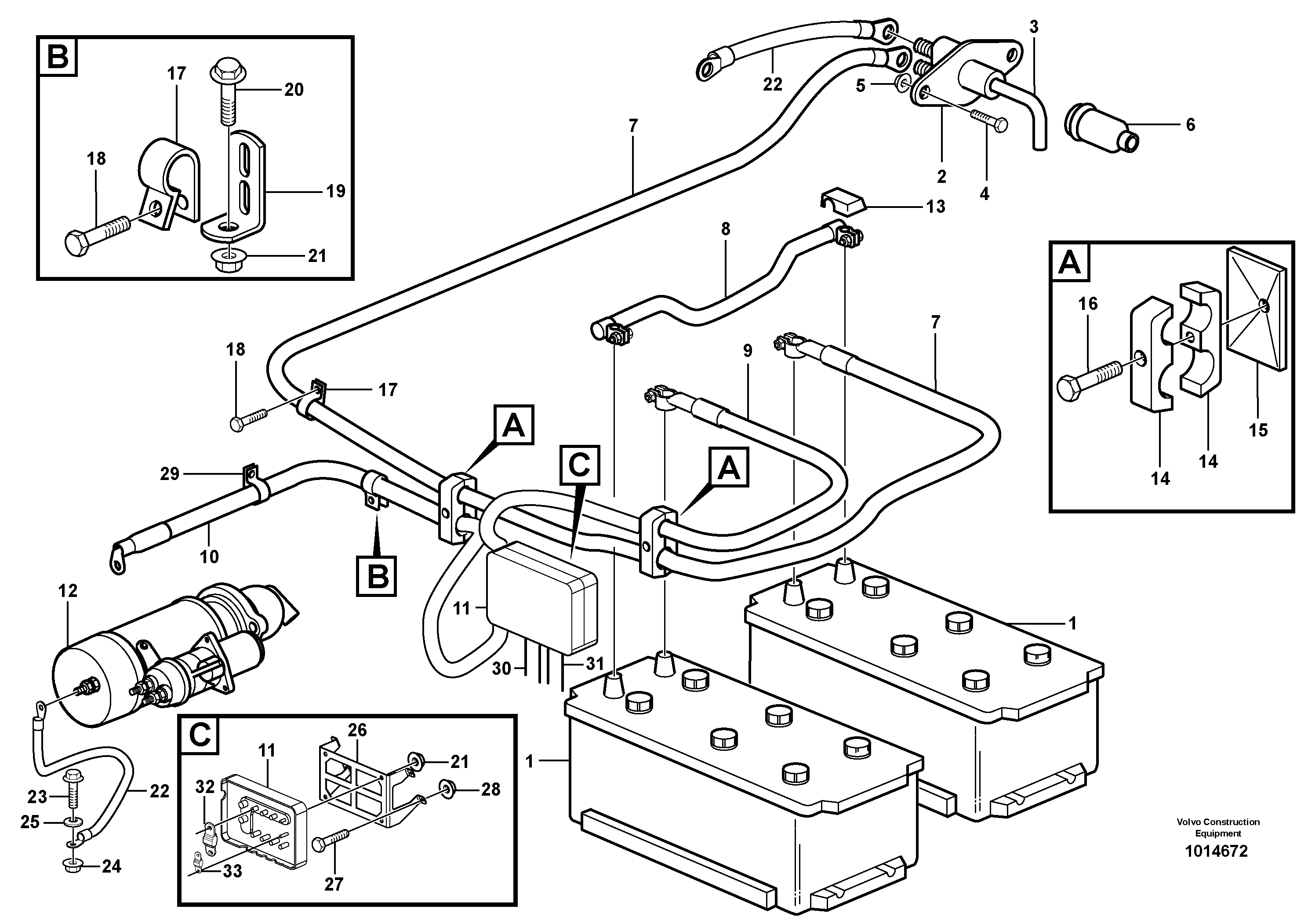 Схема запчастей Volvo A35D - 19431 Battery cable and main switch 