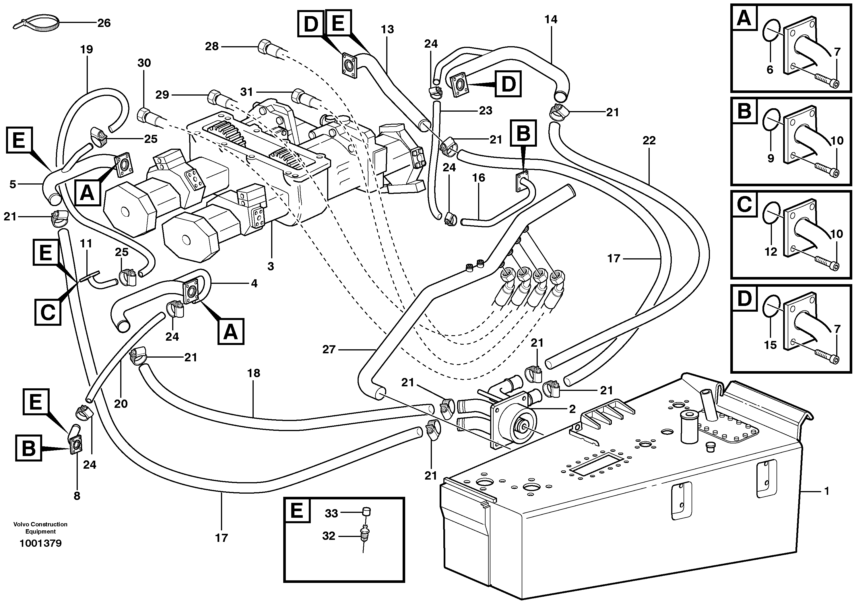 Схема запчастей Volvo A35D - 66225 Hydraulic system, motor unit 