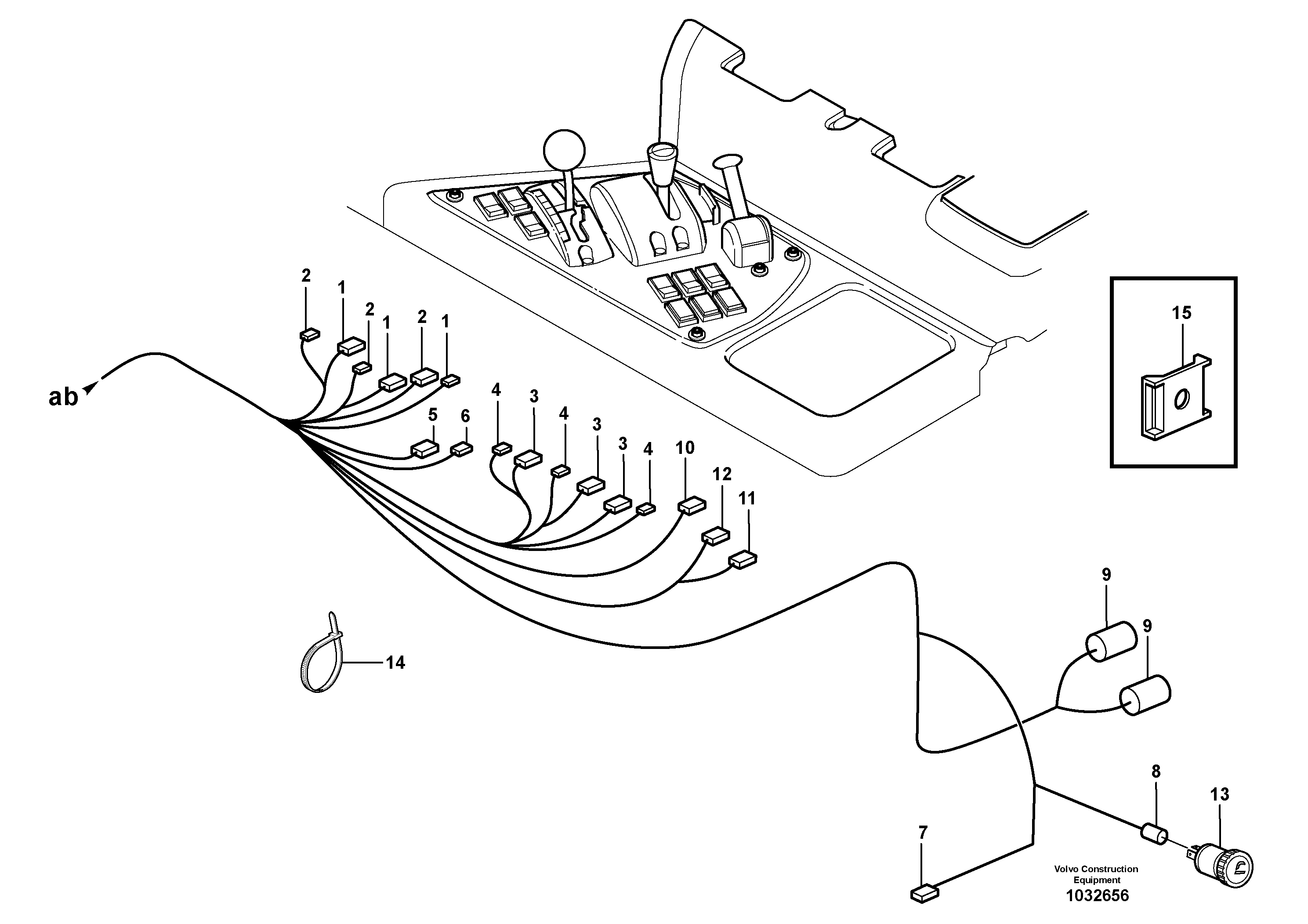 Схема запчастей Volvo A35D - 52348 Cable harnesses, control panel 