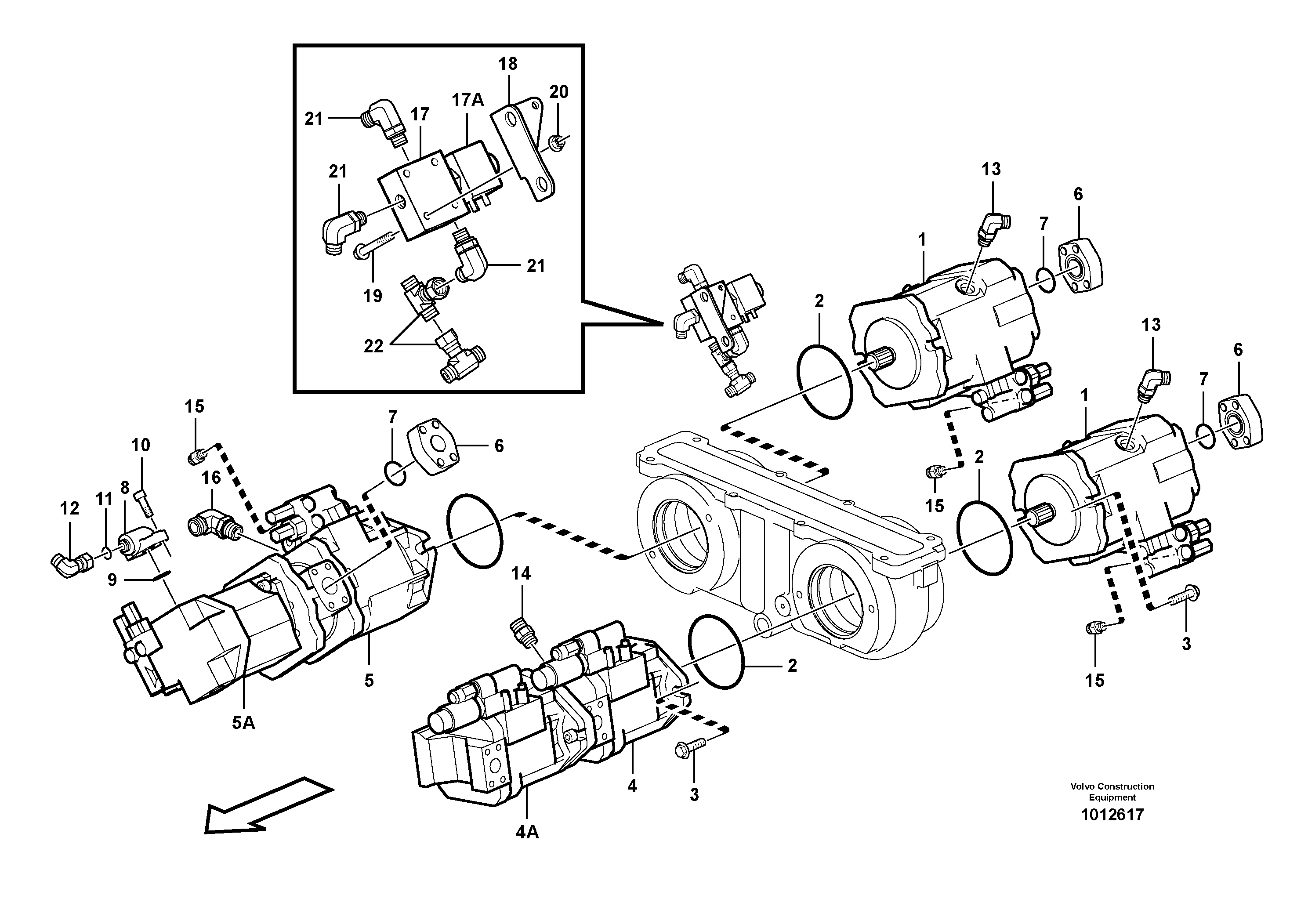 Схема запчастей Volvo A35D - 95472 Hydraulic pump with fitting parts 