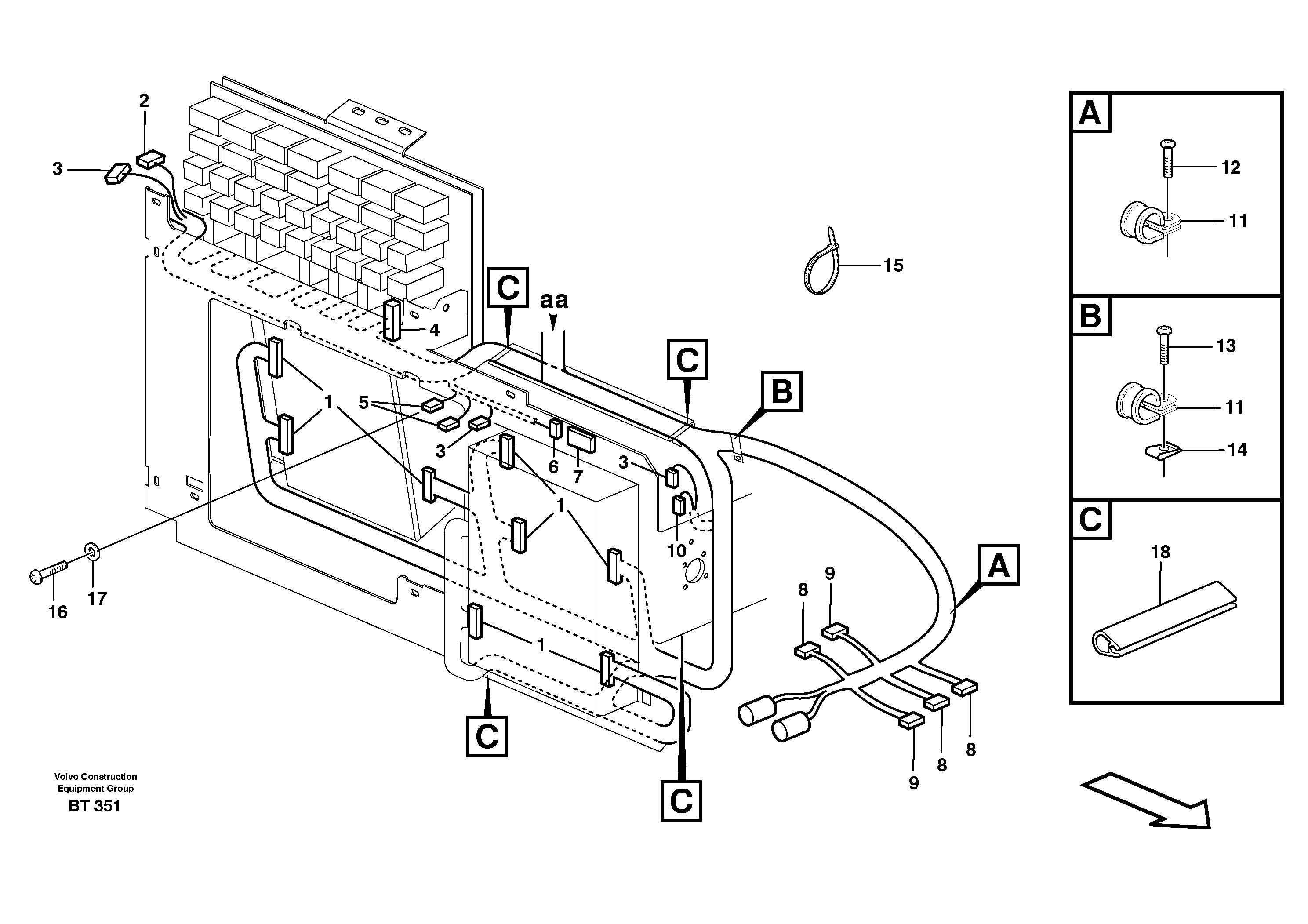 Схема запчастей Volvo A35D - 80348 Cable harness, electrical distribution unit 