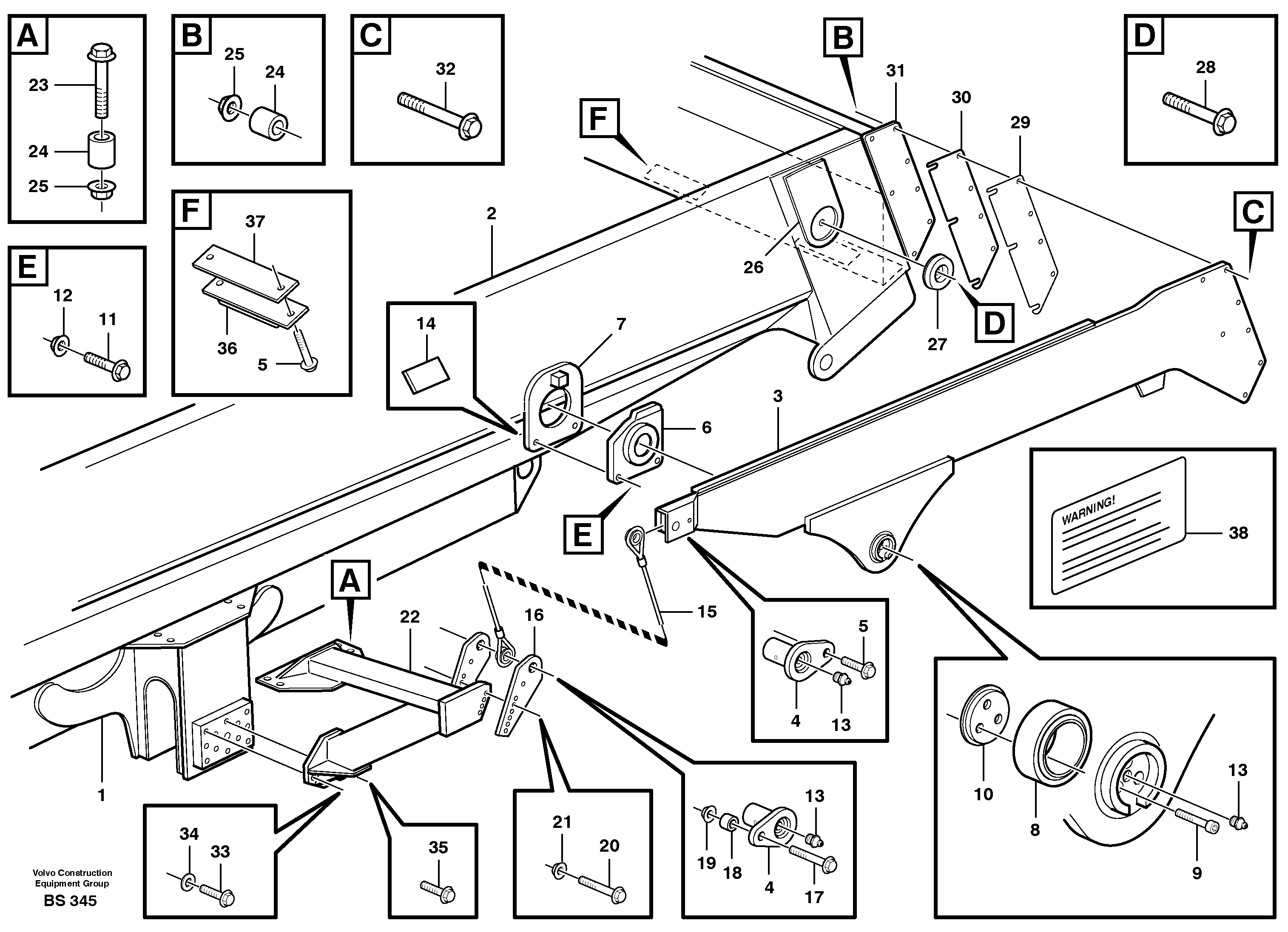 Схема запчастей Volvo A35D - 52686 Overhung tailgate 