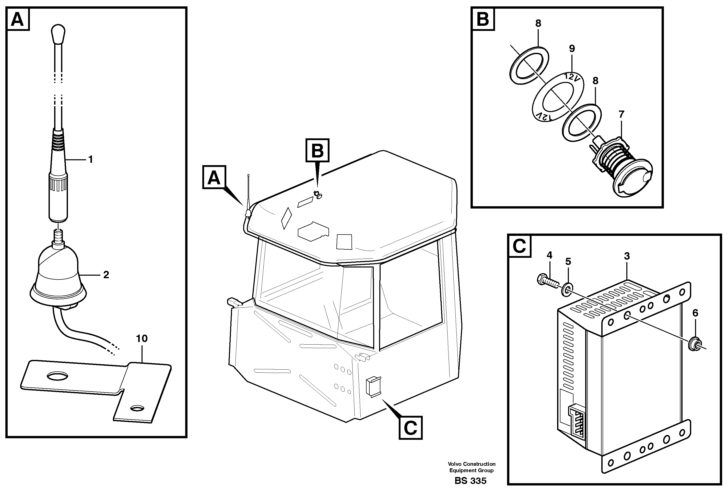 Схема запчастей Volvo A35D - 38859 Voltage converter and cable harness for radio 