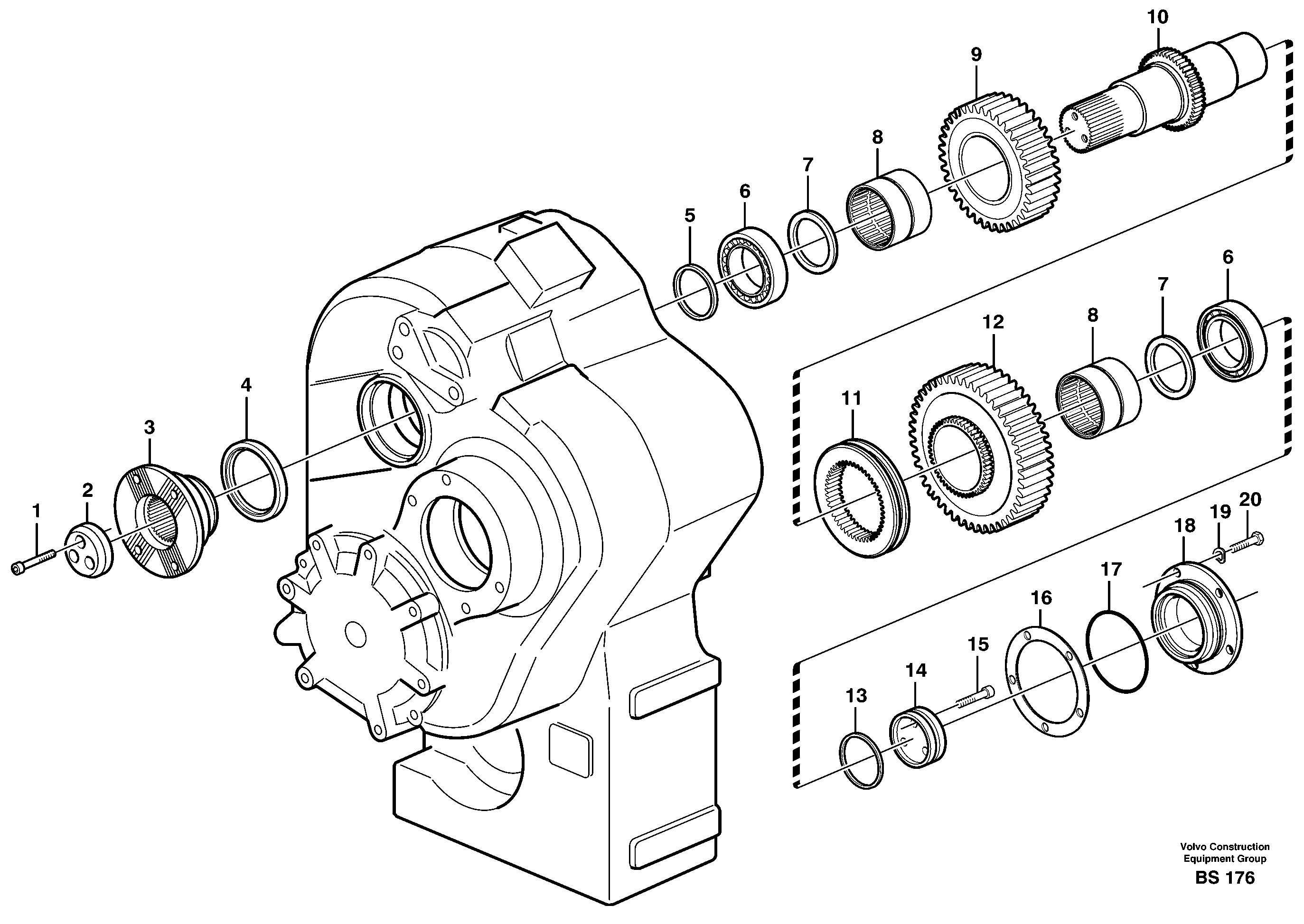 Схема запчастей Volvo A35D - 7206 Upper shaft 