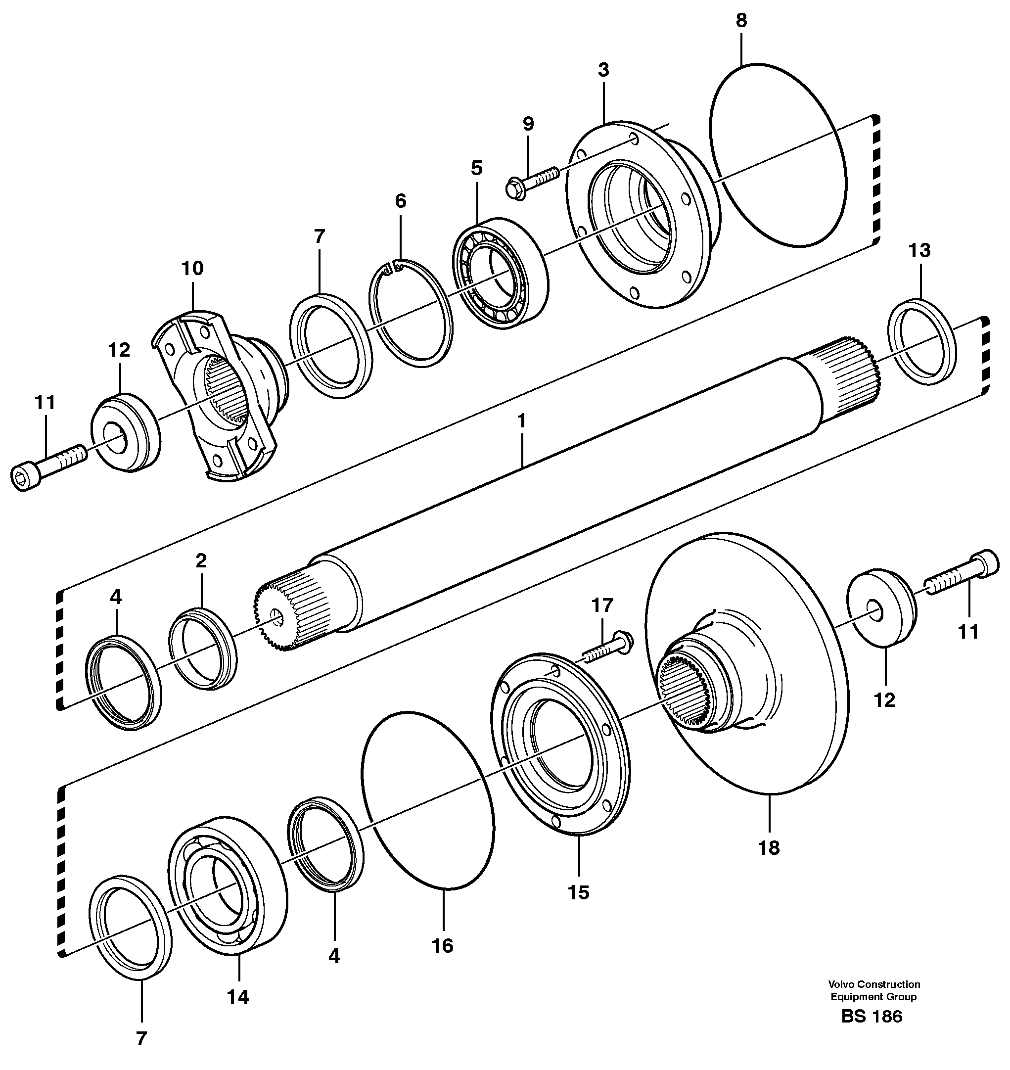 Схема запчастей Volvo A35D - 53614 Intermediate shaft 