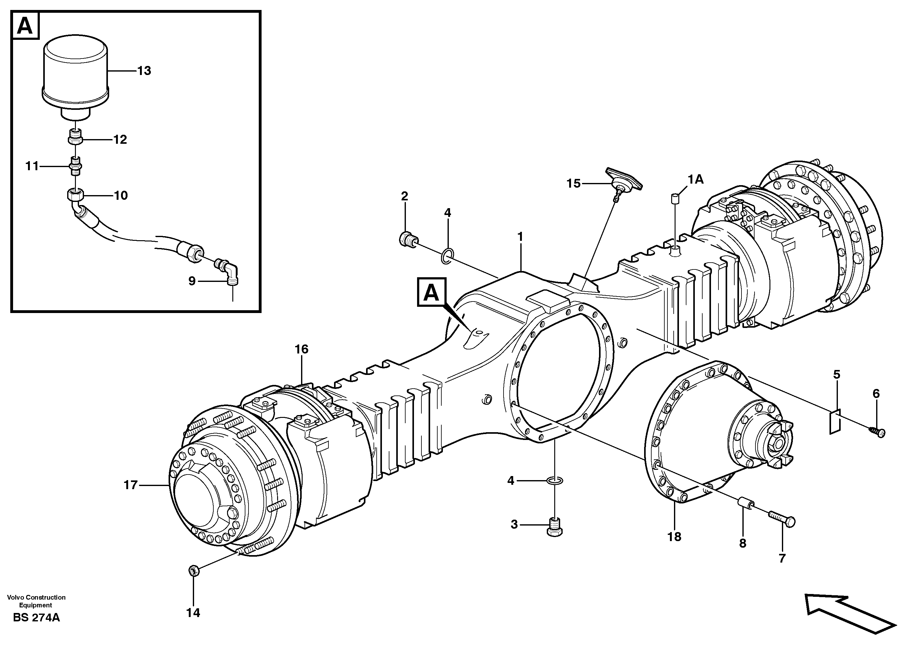 Схема запчастей Volvo A35D - 21506 Planetary axle, motor unit 