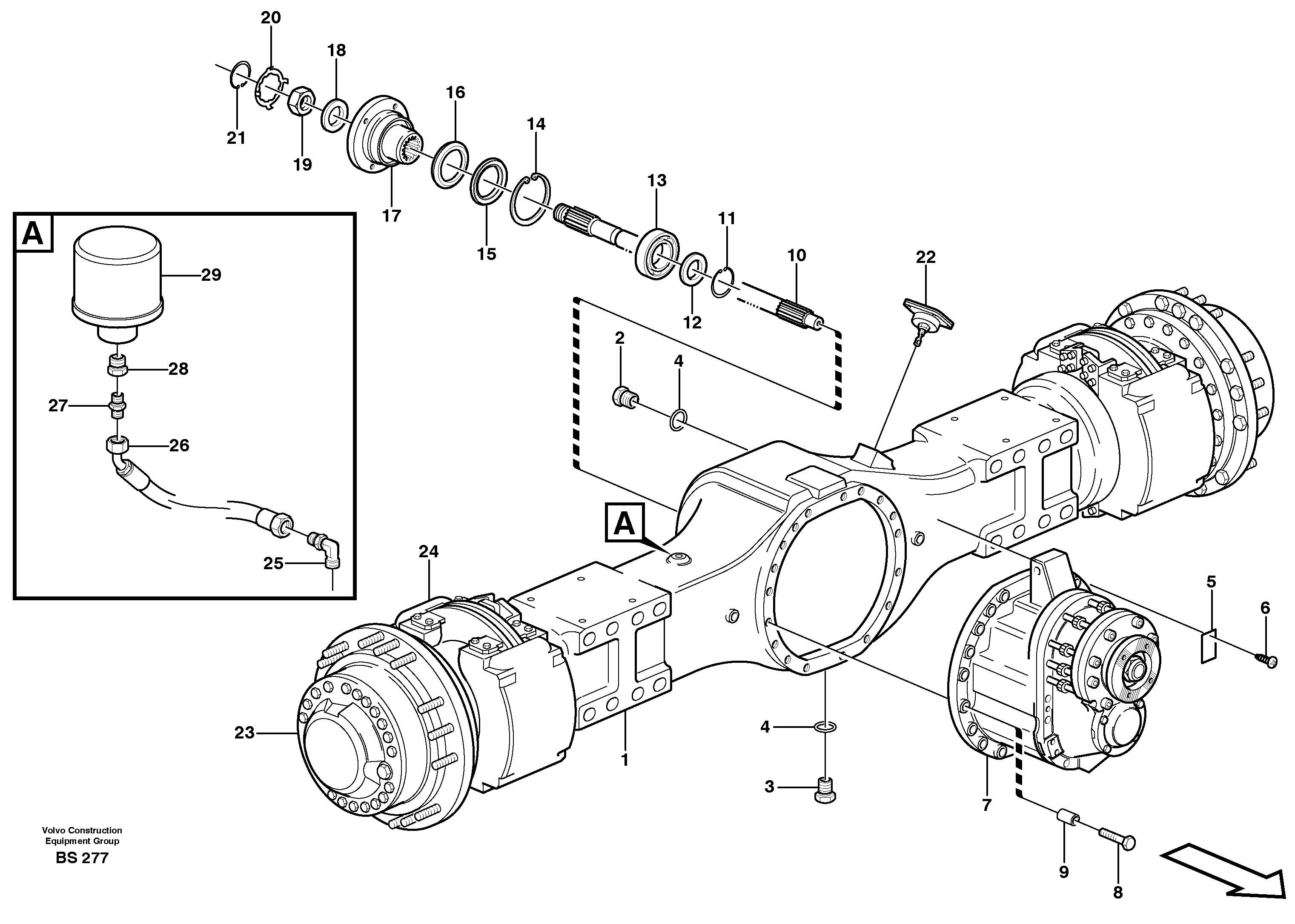 Схема запчастей Volvo A35D - 65372 Planetary axle 1, load unit 