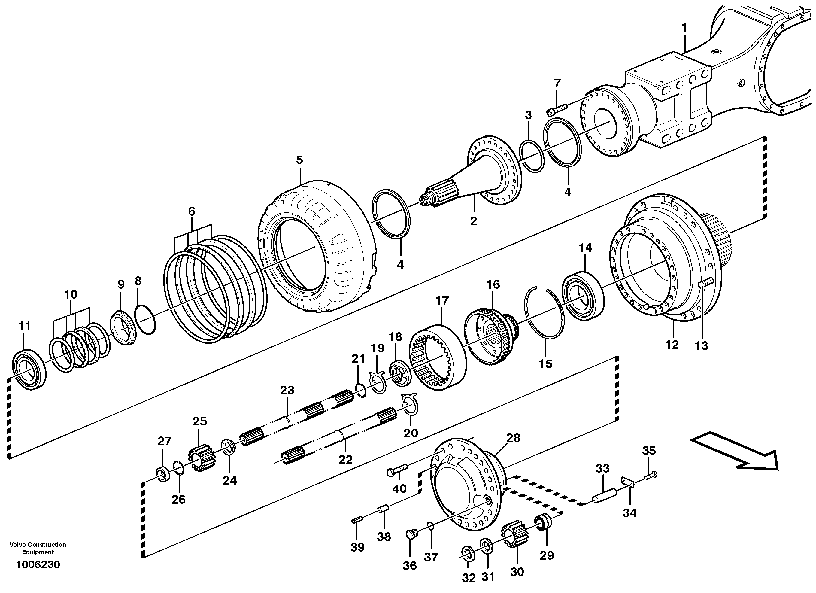 Схема запчастей Volvo A35D - 87051 Hub reduction, axle 1 load unit 