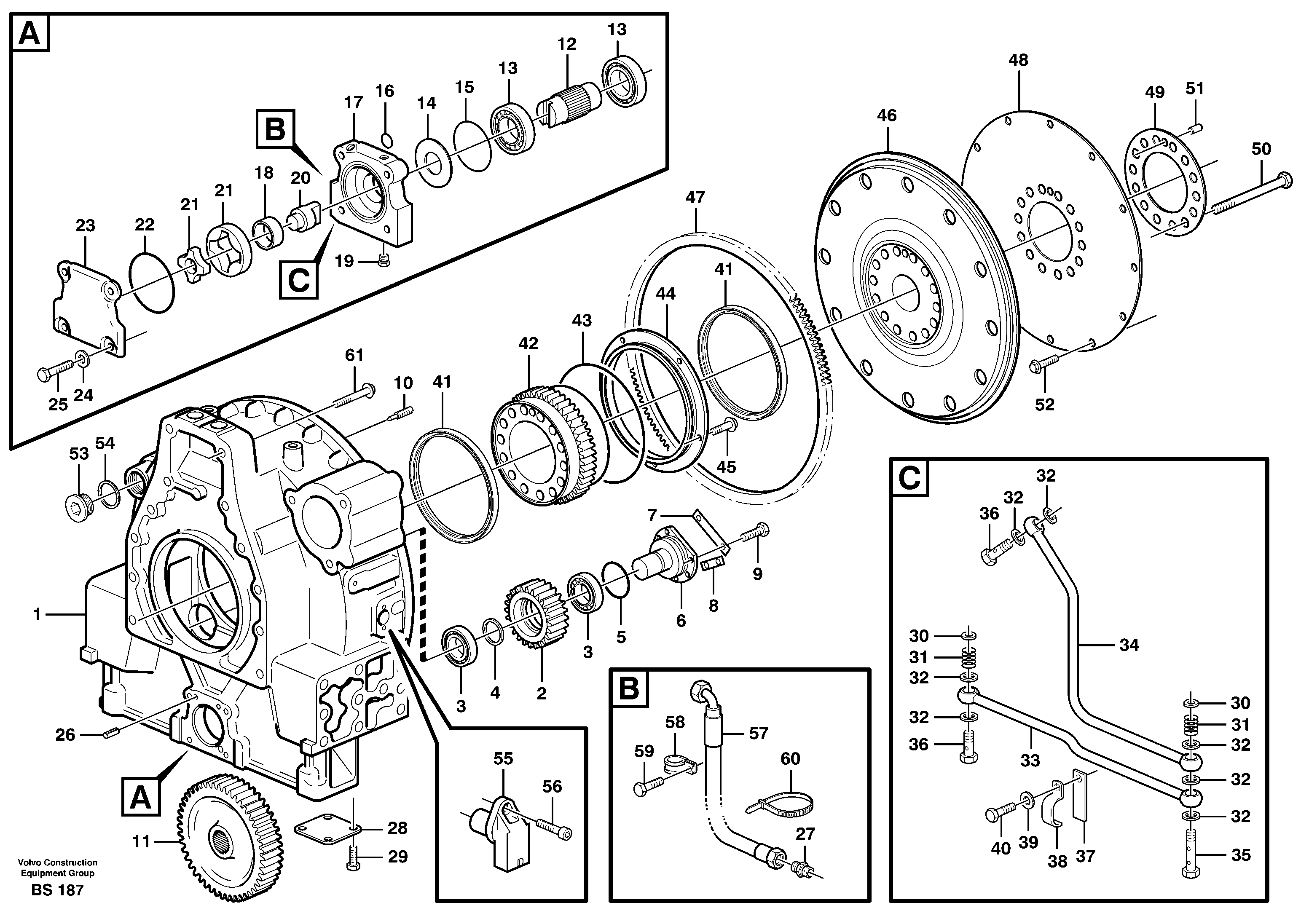 Схема запчастей Volvo A35D - 53731 Pump drive 