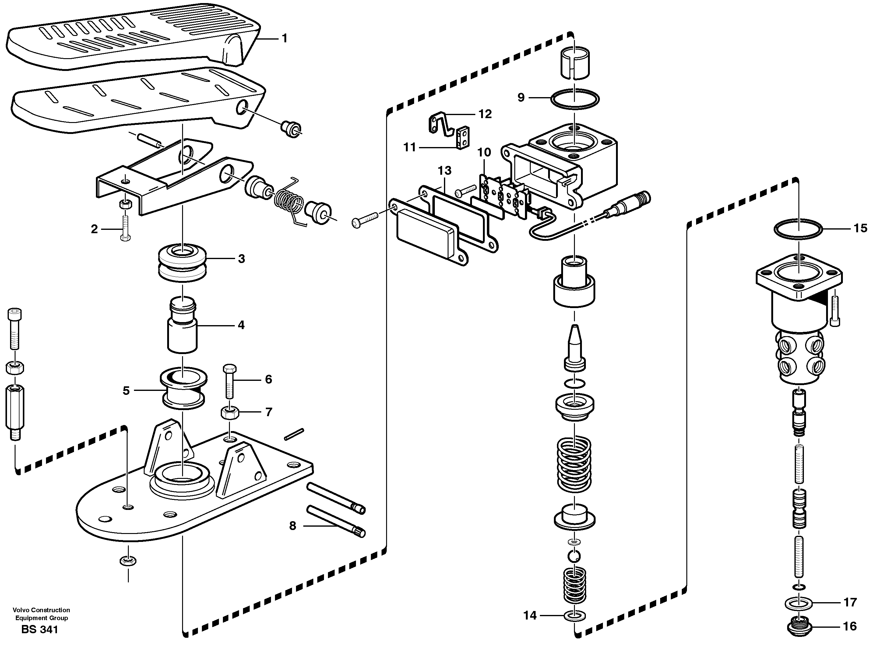 Схема запчастей Volvo A35D - 54368 Footbrake valve 