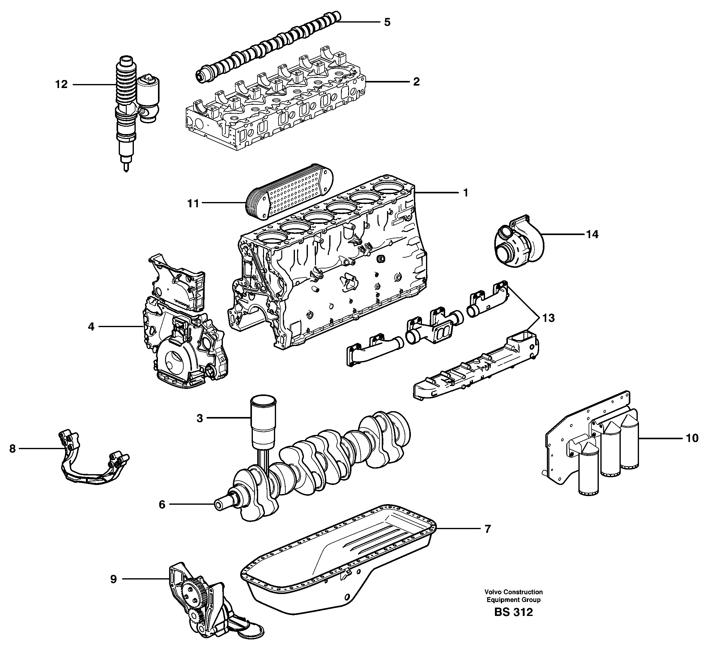 Схема запчастей Volvo A35D - 62583 Двигатель в сборе 