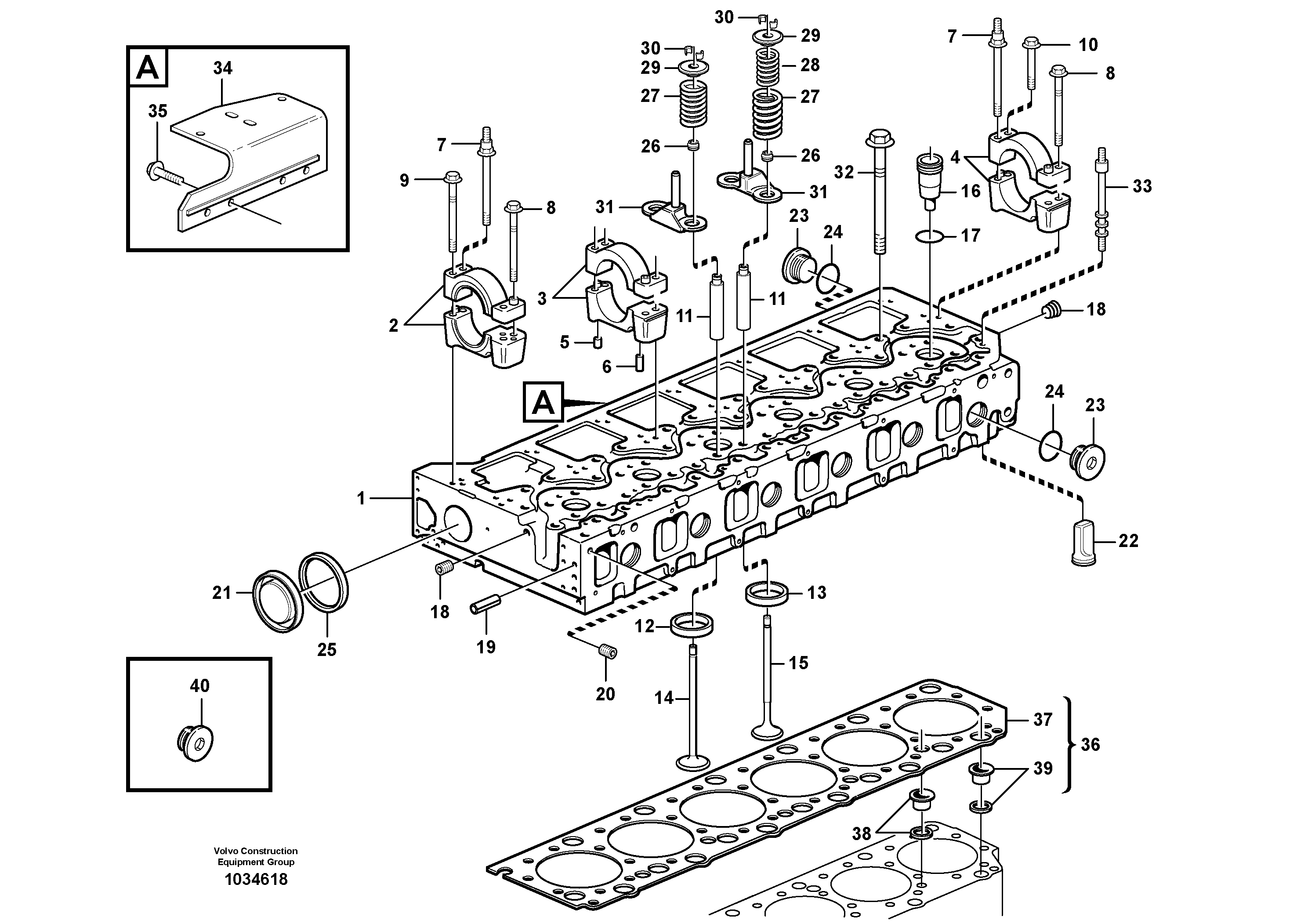 Схема запчастей Volvo A35D - 63384 Головка блока цилиндров 