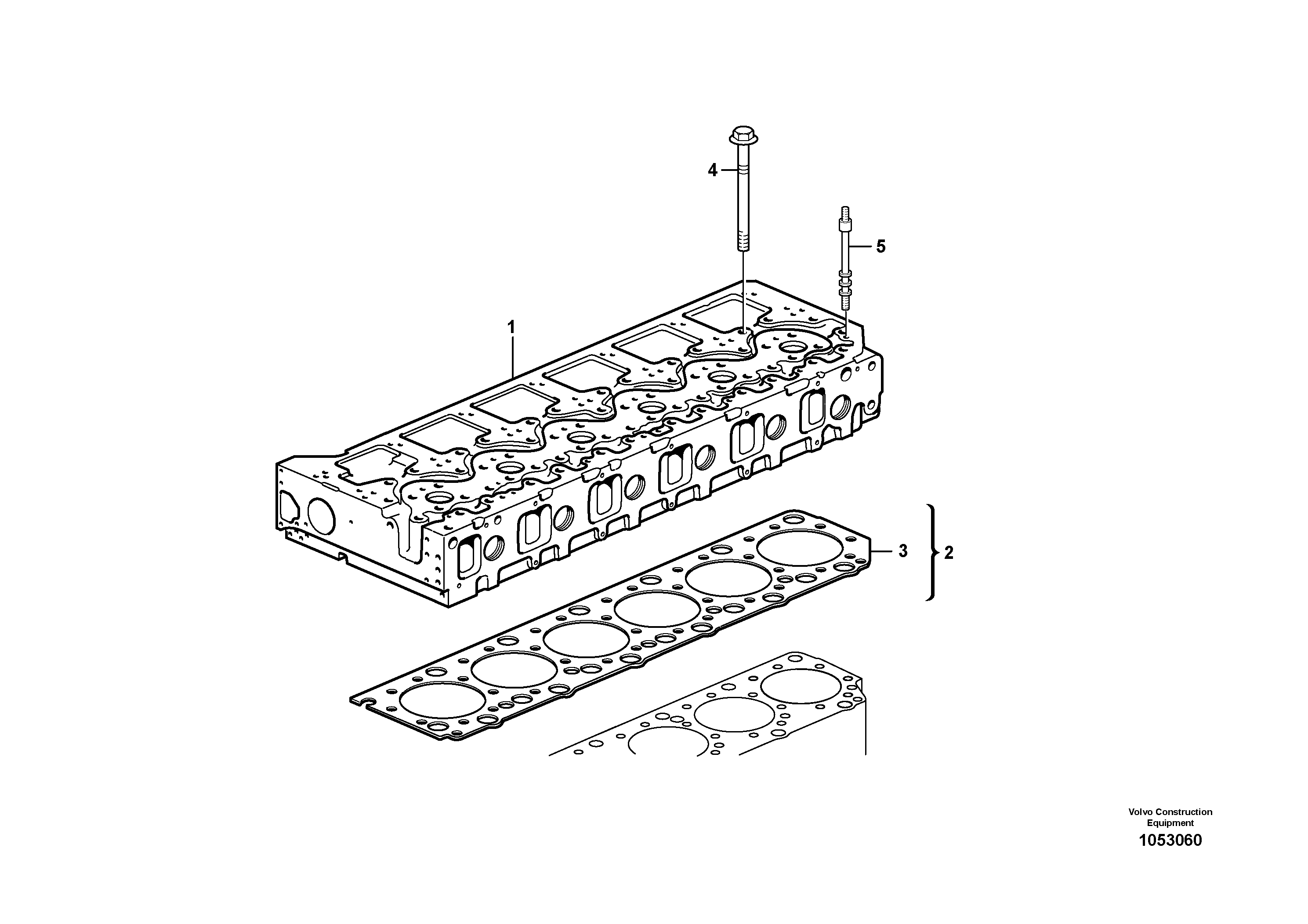 Схема запчастей Volvo A35D - 64383 Cylinder head with fitting parts 