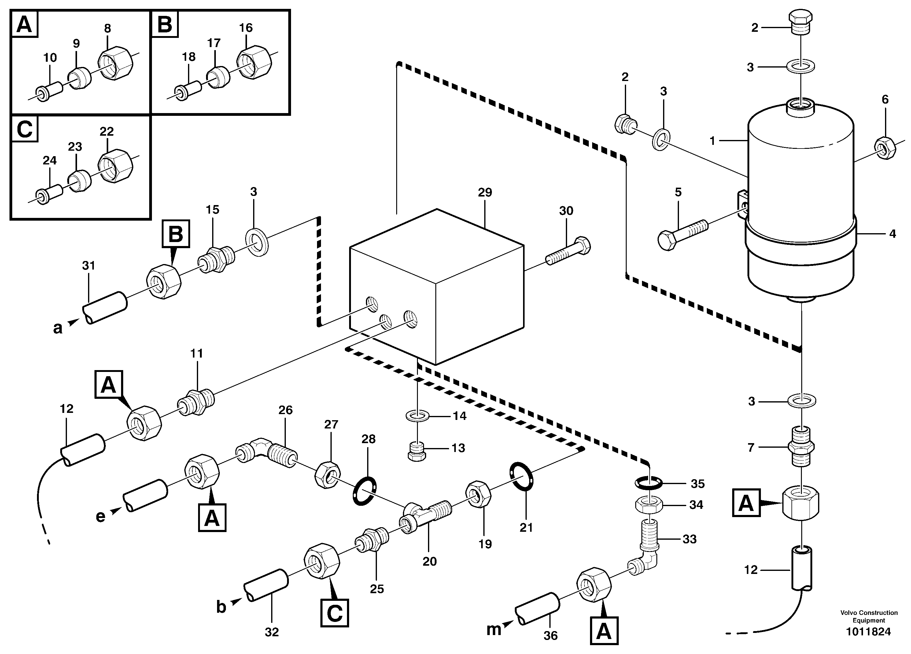 Схема запчастей Volvo A35D - 64001 Receiver drier and tank 