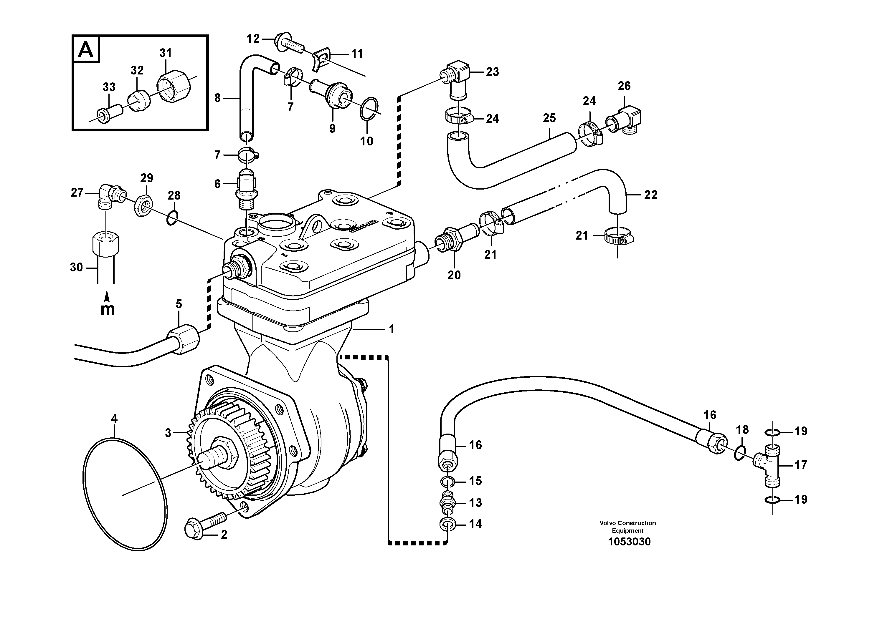 Схема запчастей Volvo A35D - 85488 Air-compressor with fitting parts 