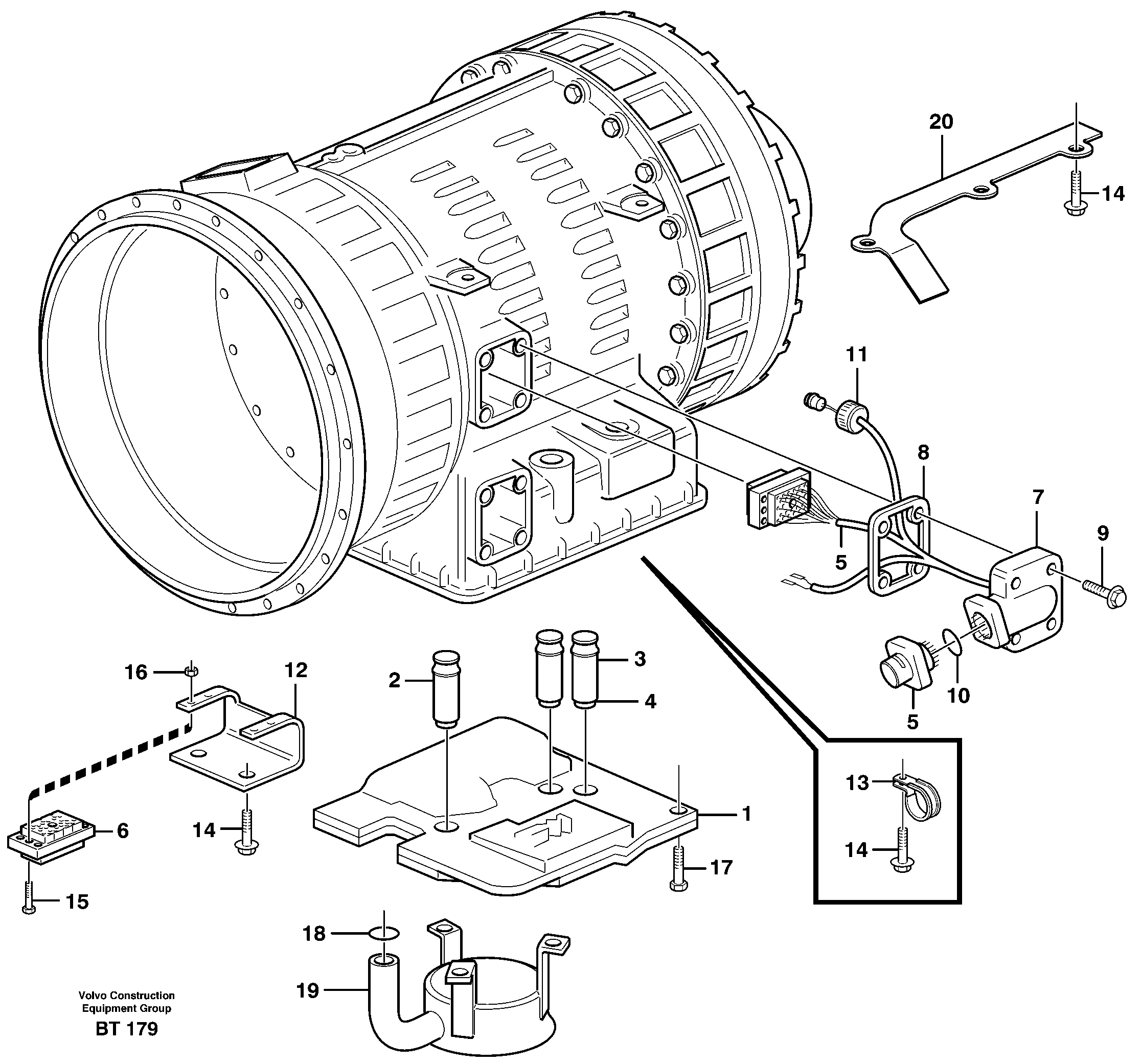 Схема запчастей Volvo A40D - 14957 Control system with fitting parts 