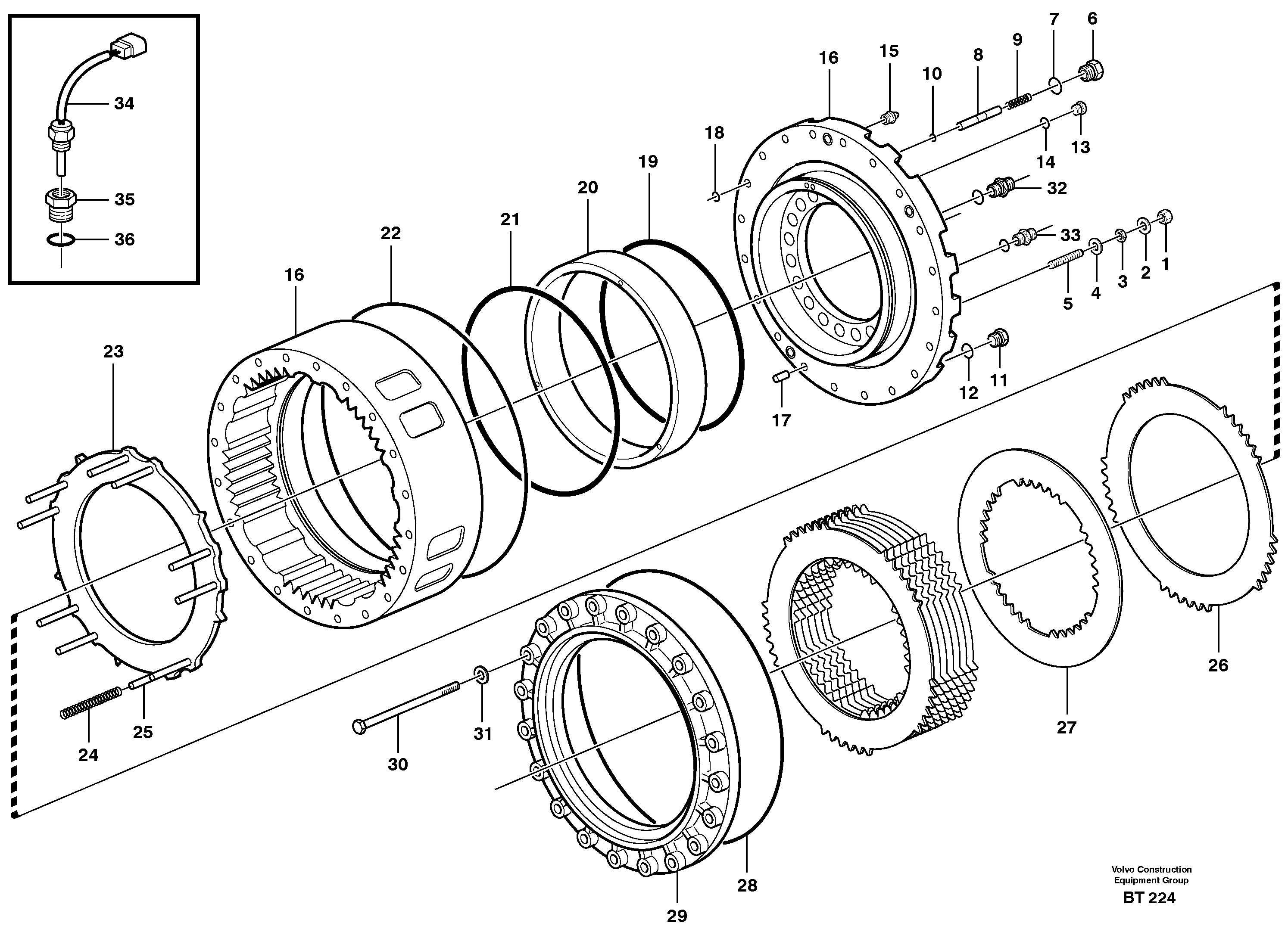 Схема запчастей Volvo A40D - 53331 Front wheel brake 