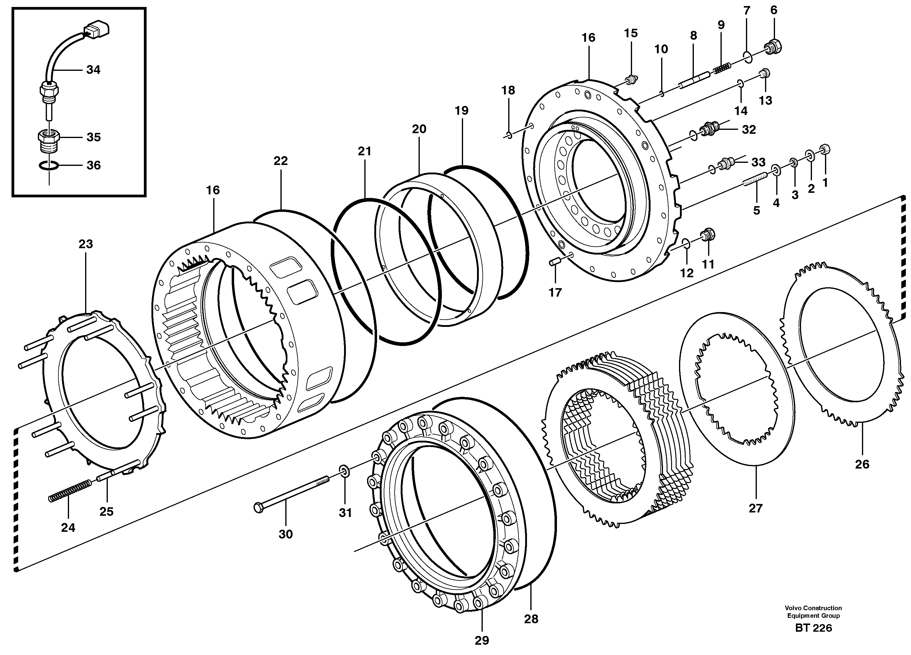 Схема запчастей Volvo A40D - 53333 Rear wheel brake, axle 2 