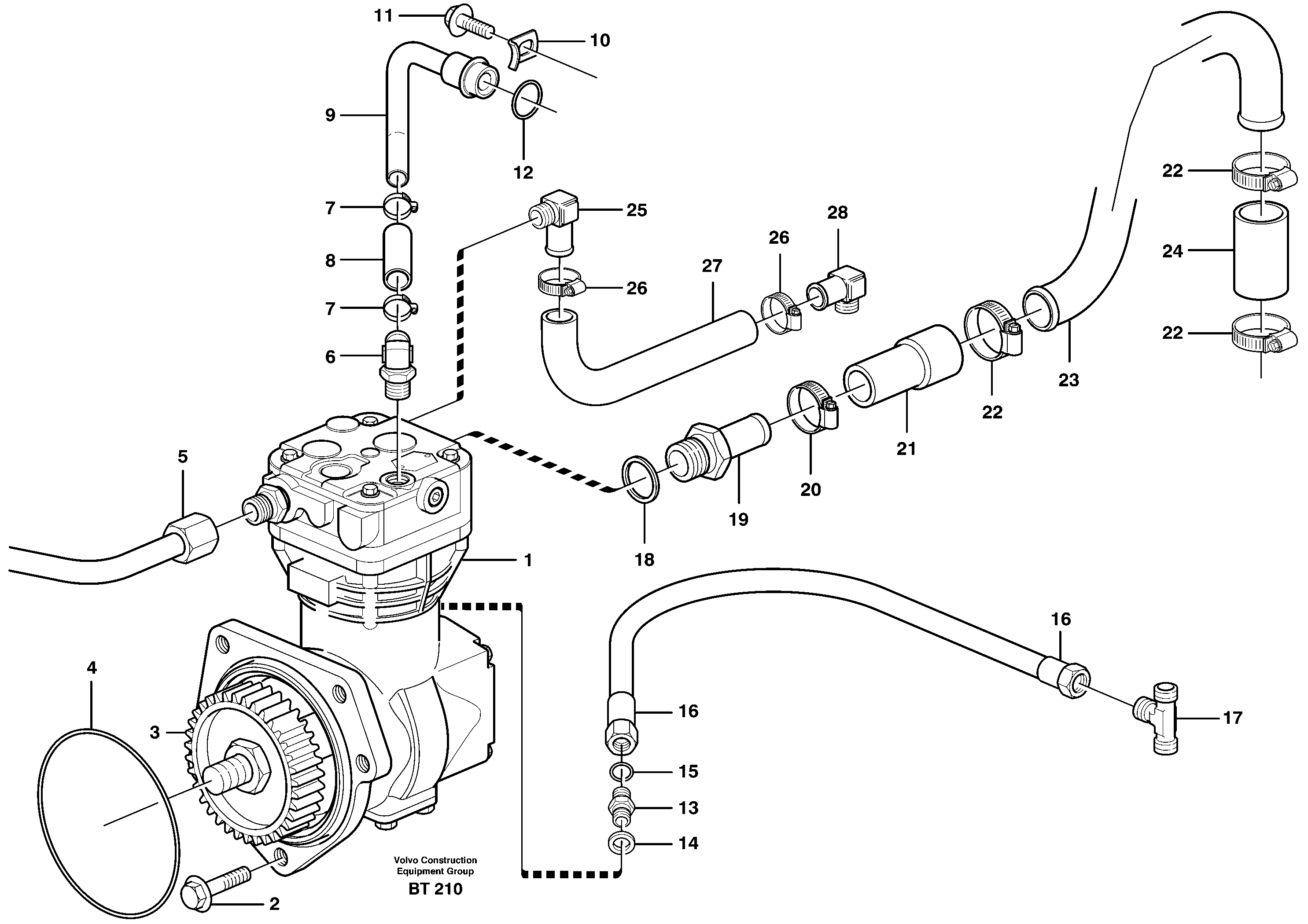 Схема запчастей Volvo A40D - 83232 Air-compressor with fitting parts 