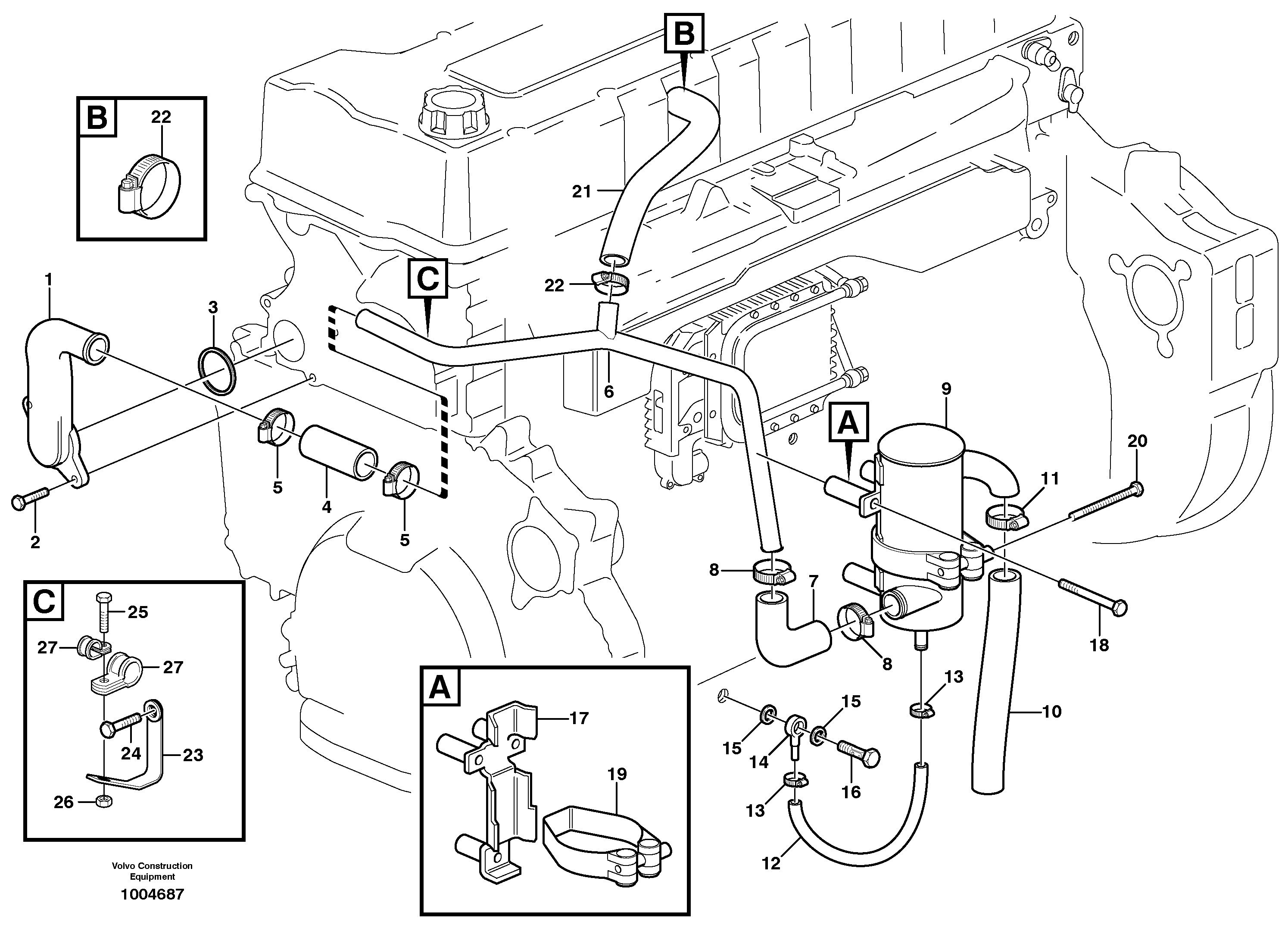 Схема запчастей Volvo A40D - 84260 Crankcase ventilation 