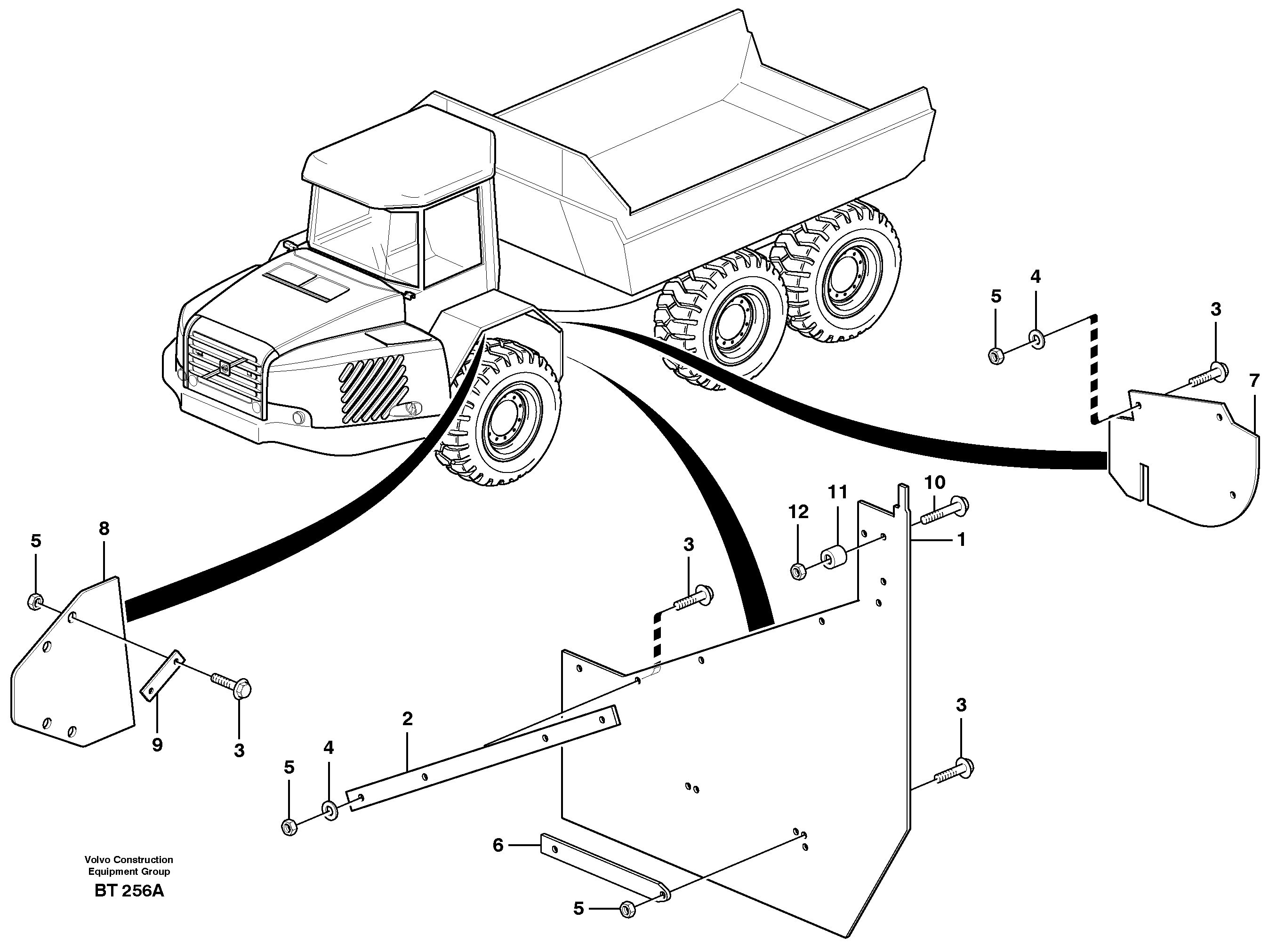 Схема запчастей Volvo A40D - 25475 Mudflap, motor unit 