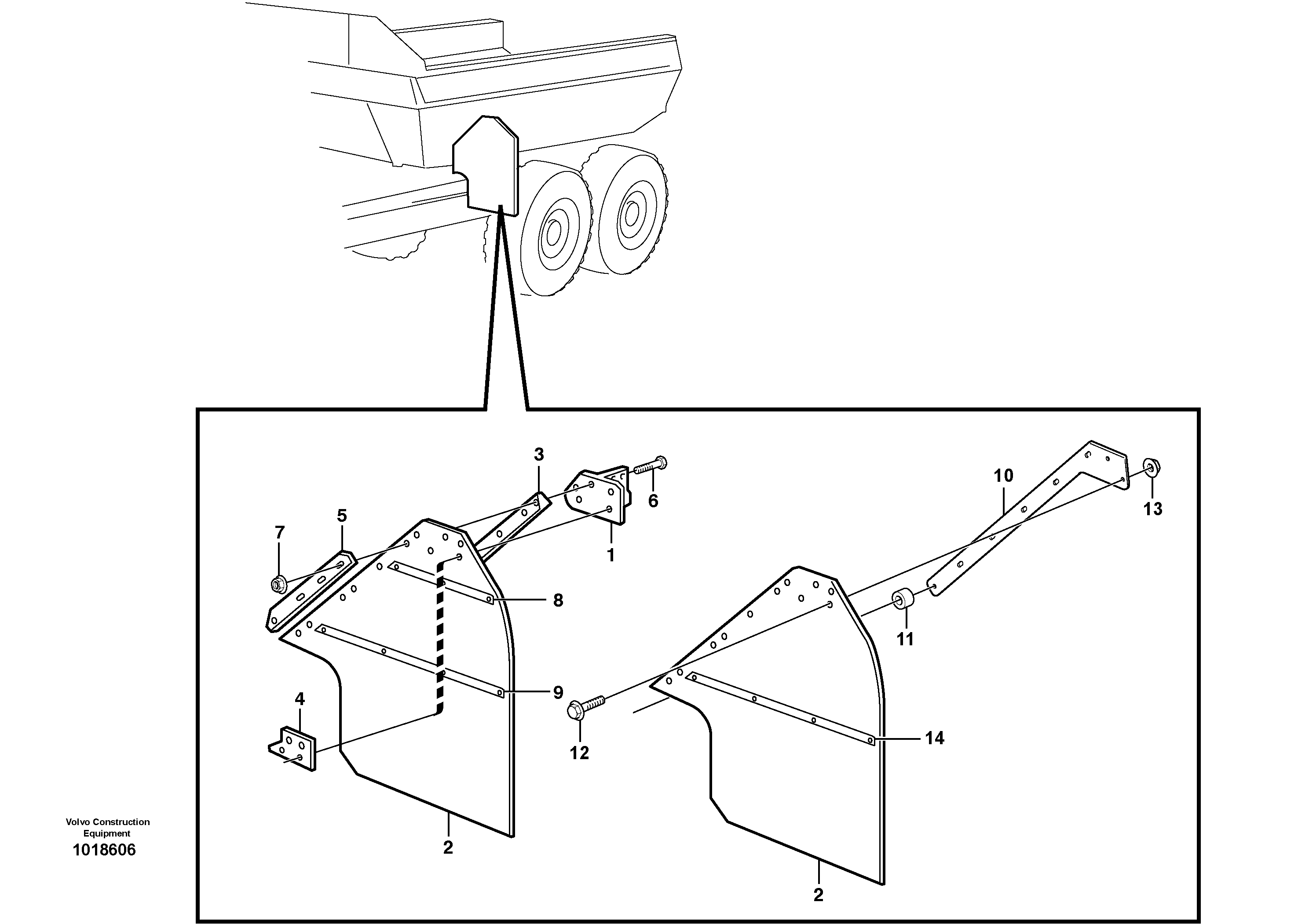 Схема запчастей Volvo A40D - 7830 Mudflap, load unit 