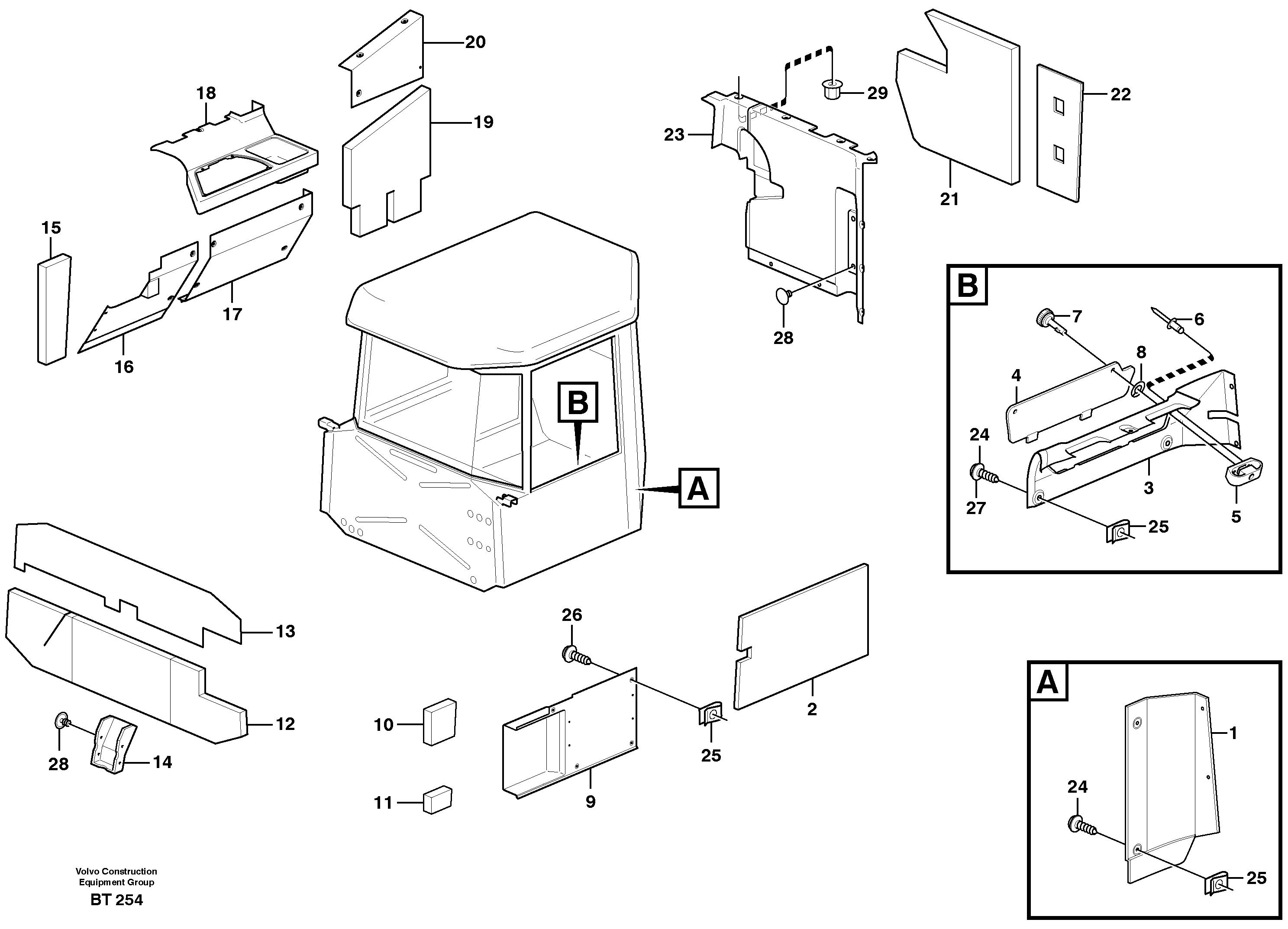 Схема запчастей Volvo A40D - 72269 Upholstery and insulation, cab side and climate unit 