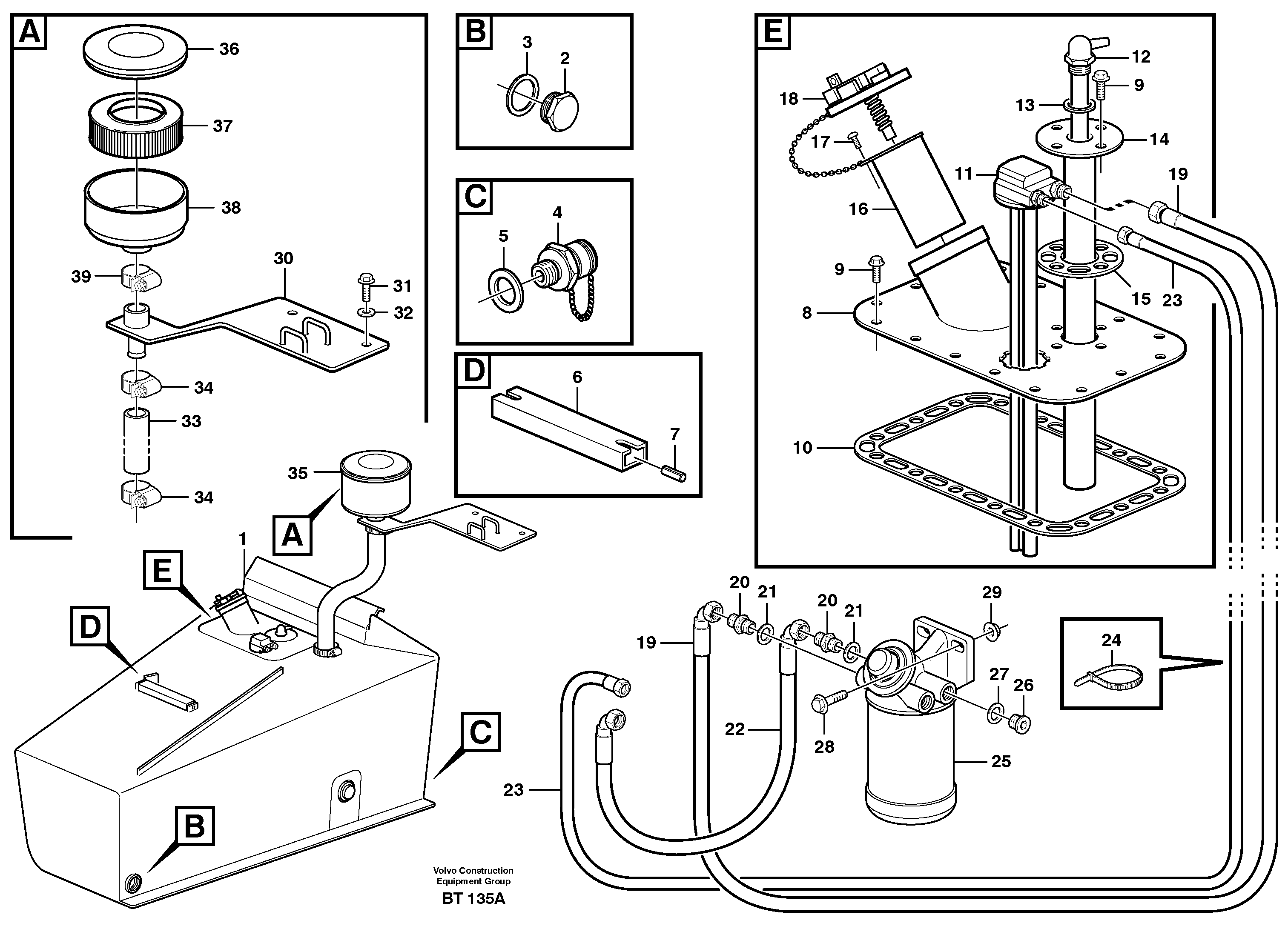 Схема запчастей Volvo A40D - 96766 Fuel tank, fuel pipes 