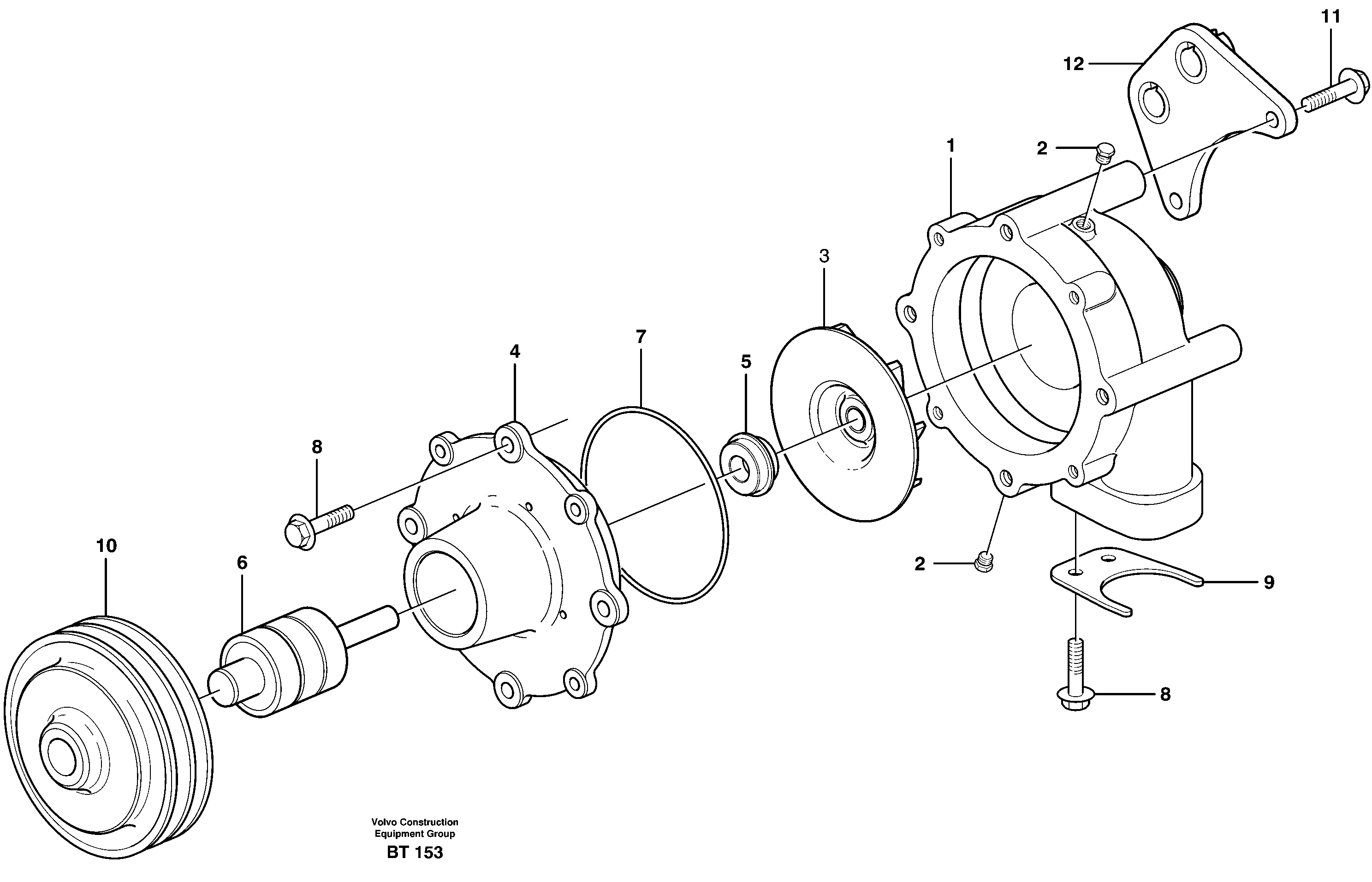 Схема запчастей Volvo A40D - 23723 Водяной насос 