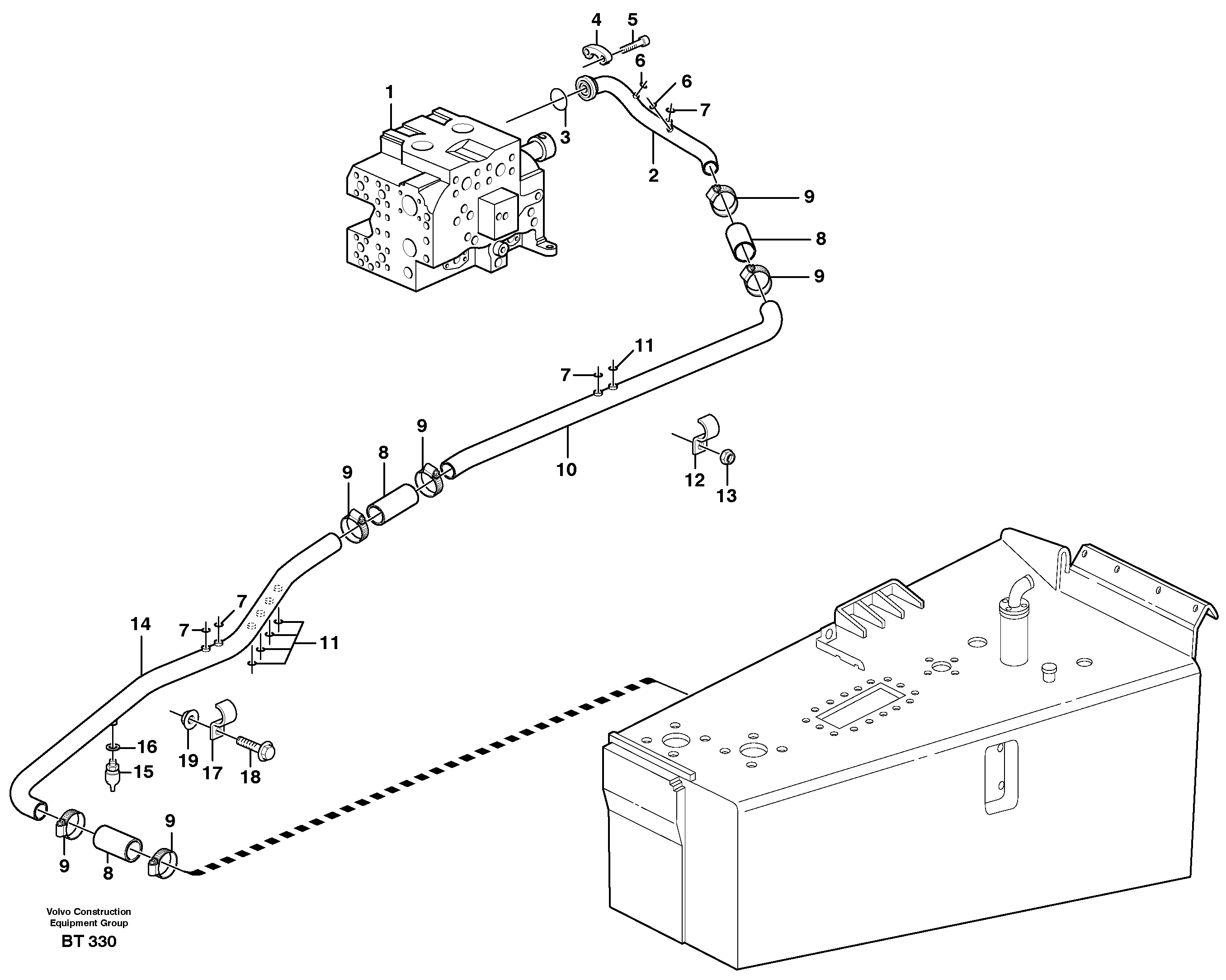 Схема запчастей Volvo A40D - 20939 Hydraulic system, motor unit 