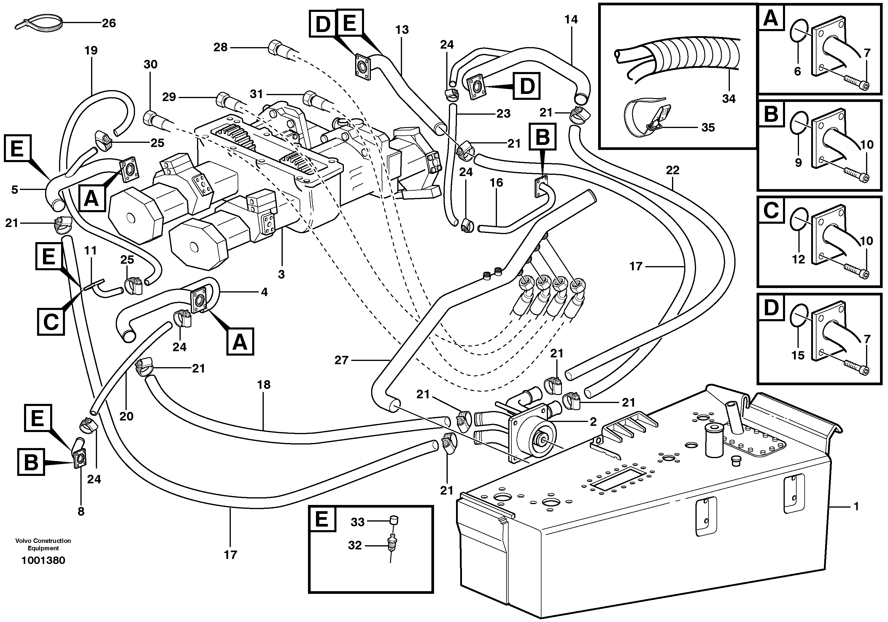 Схема запчастей Volvo A40D - 24644 Hydraulic system, motor unit 