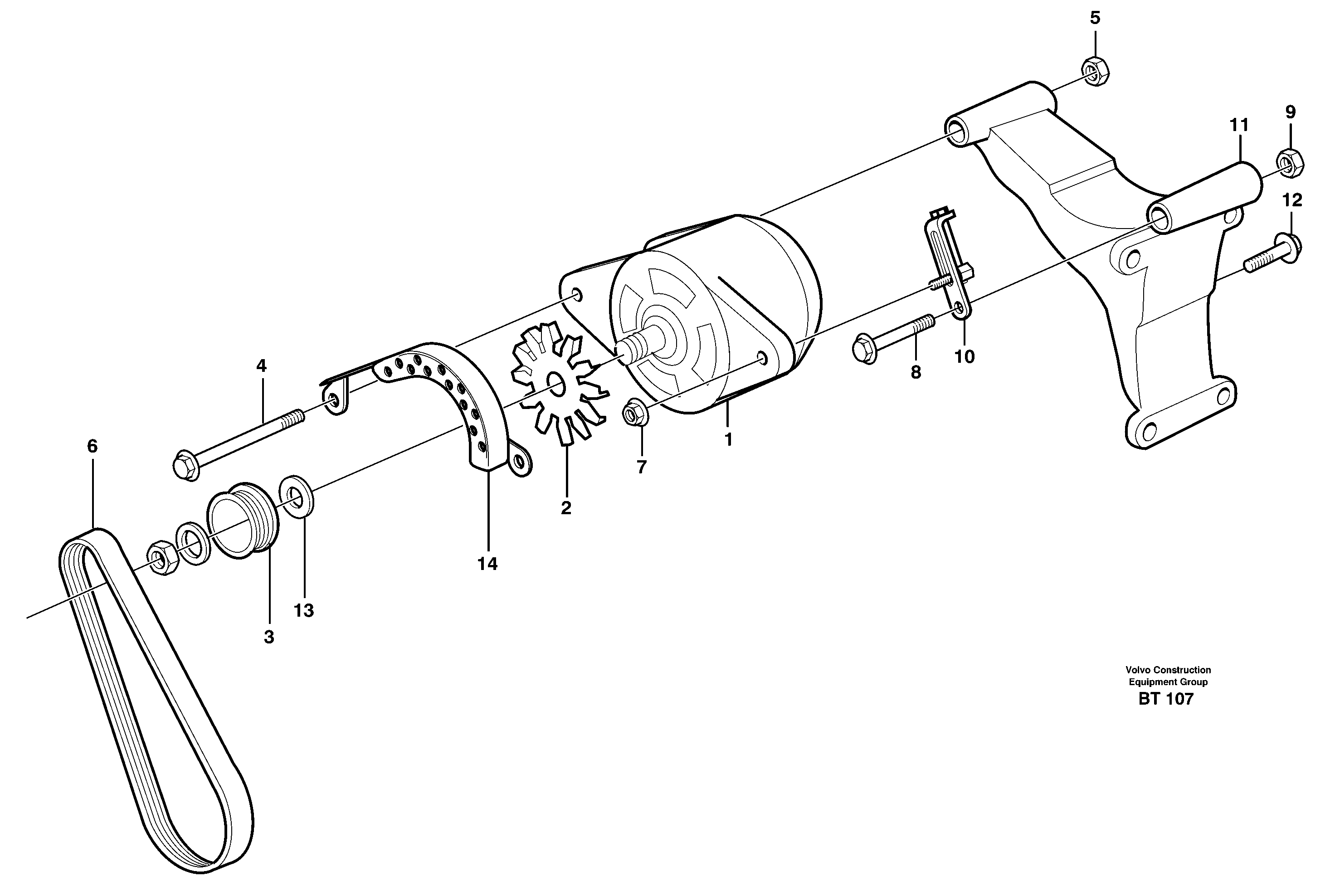 Схема запчастей Volvo A40D - 4809 Alternator with assembling details 