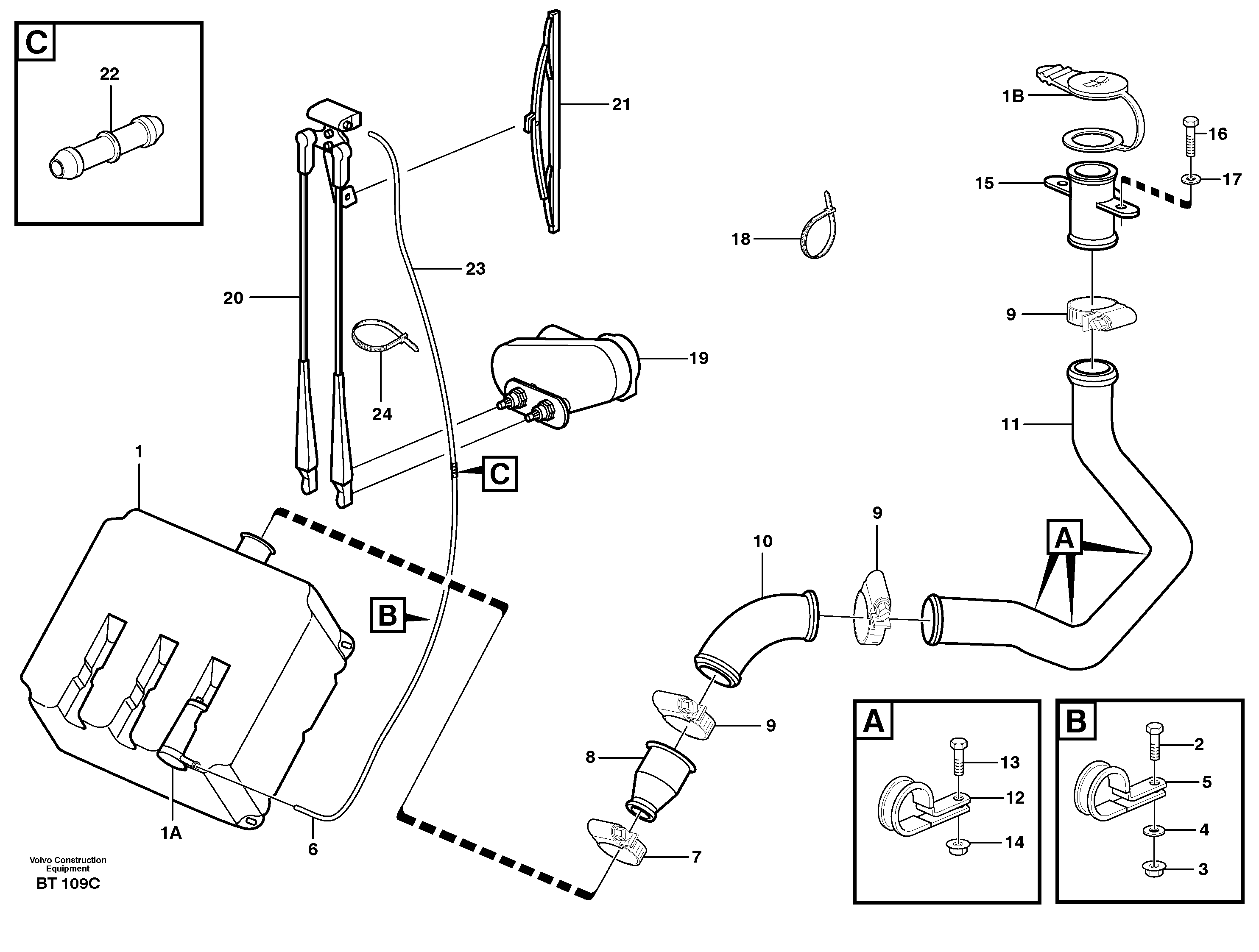 Схема запчастей Volvo A40D - 73923 Windscreen washer and wiper 