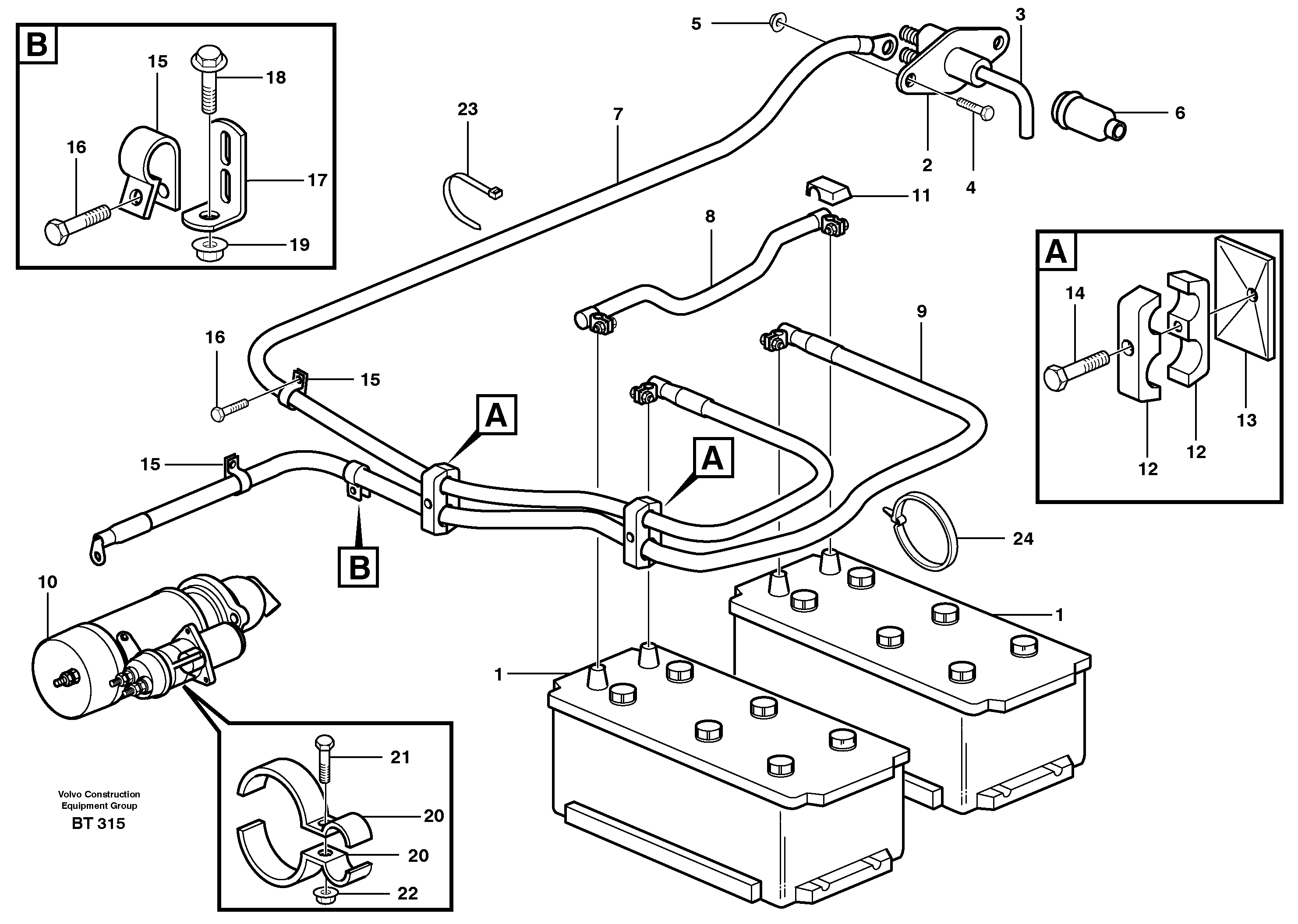 Схема запчастей Volvo A40D - 41086 Battery cable and main switch 