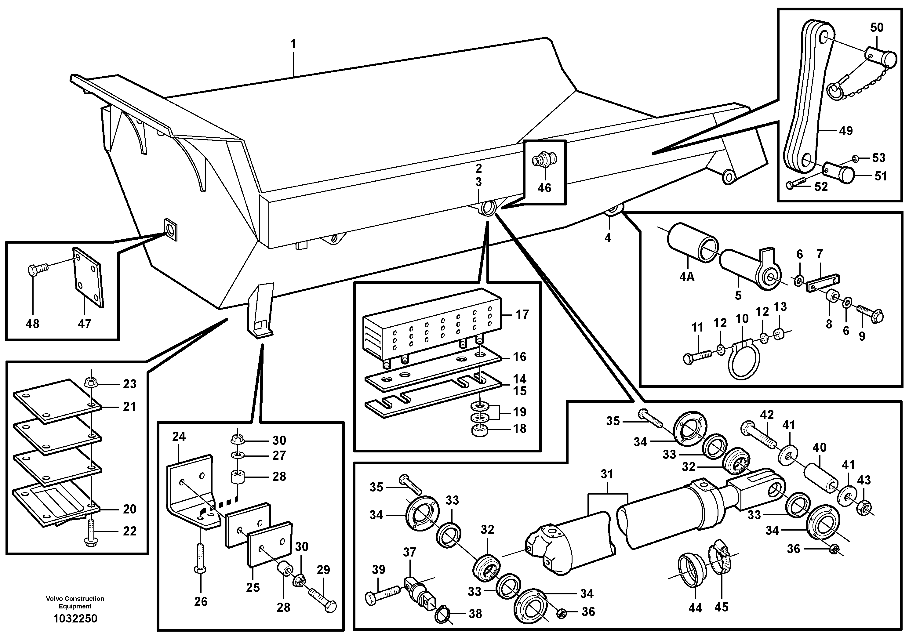 Схема запчастей Volvo A40D - 82797 Dumper basket with fitting parts 