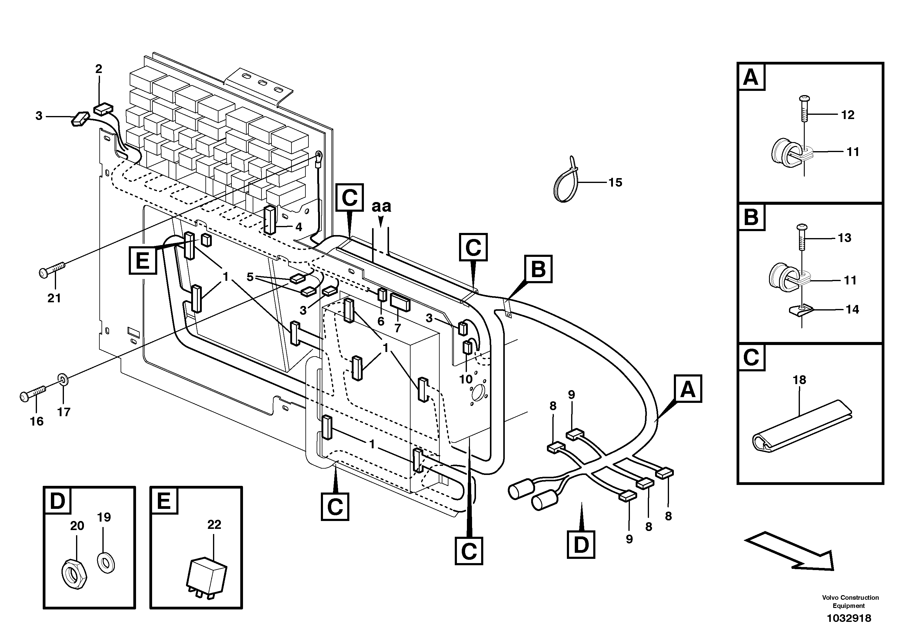 Схема запчастей Volvo A40D - 80530 Cable harness, electrical distribution unit 